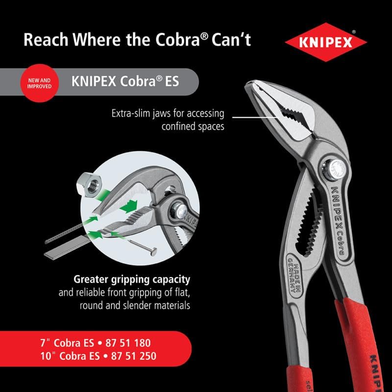 Knipex 87 51 180 SBA, Cobra Extra-Slim (ES) Water Pump Pliers - Image 11