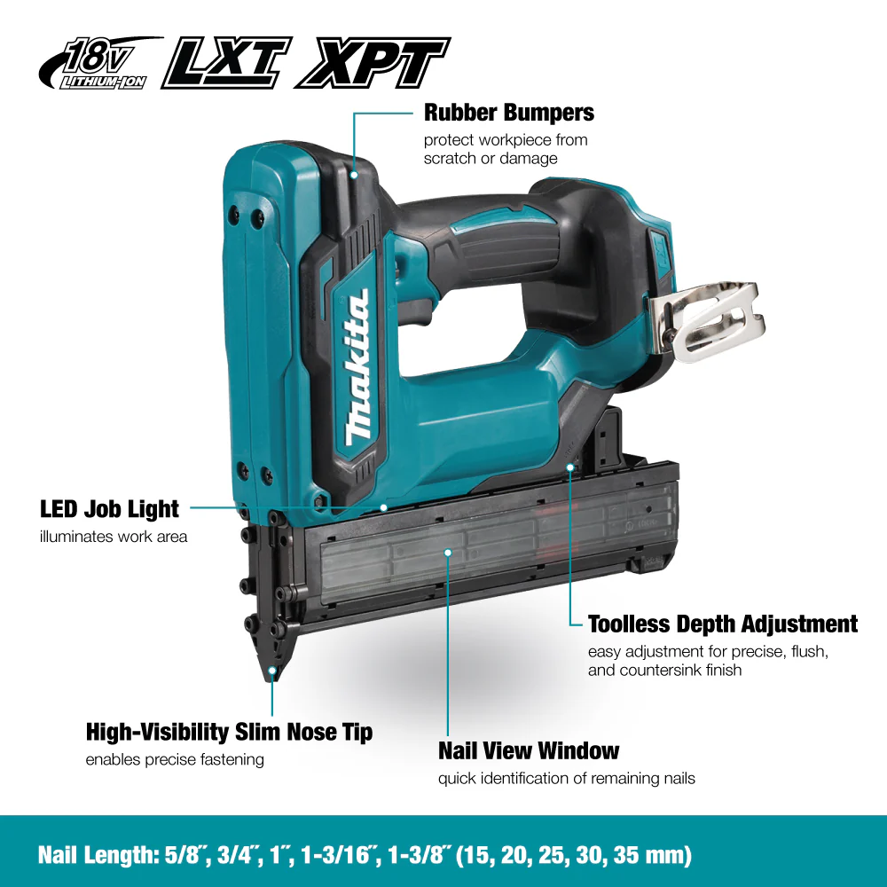 Makita DFN350Z, 18V 18ga Finishing Nailer 5/8″ to 1-3/8″ - Image 3