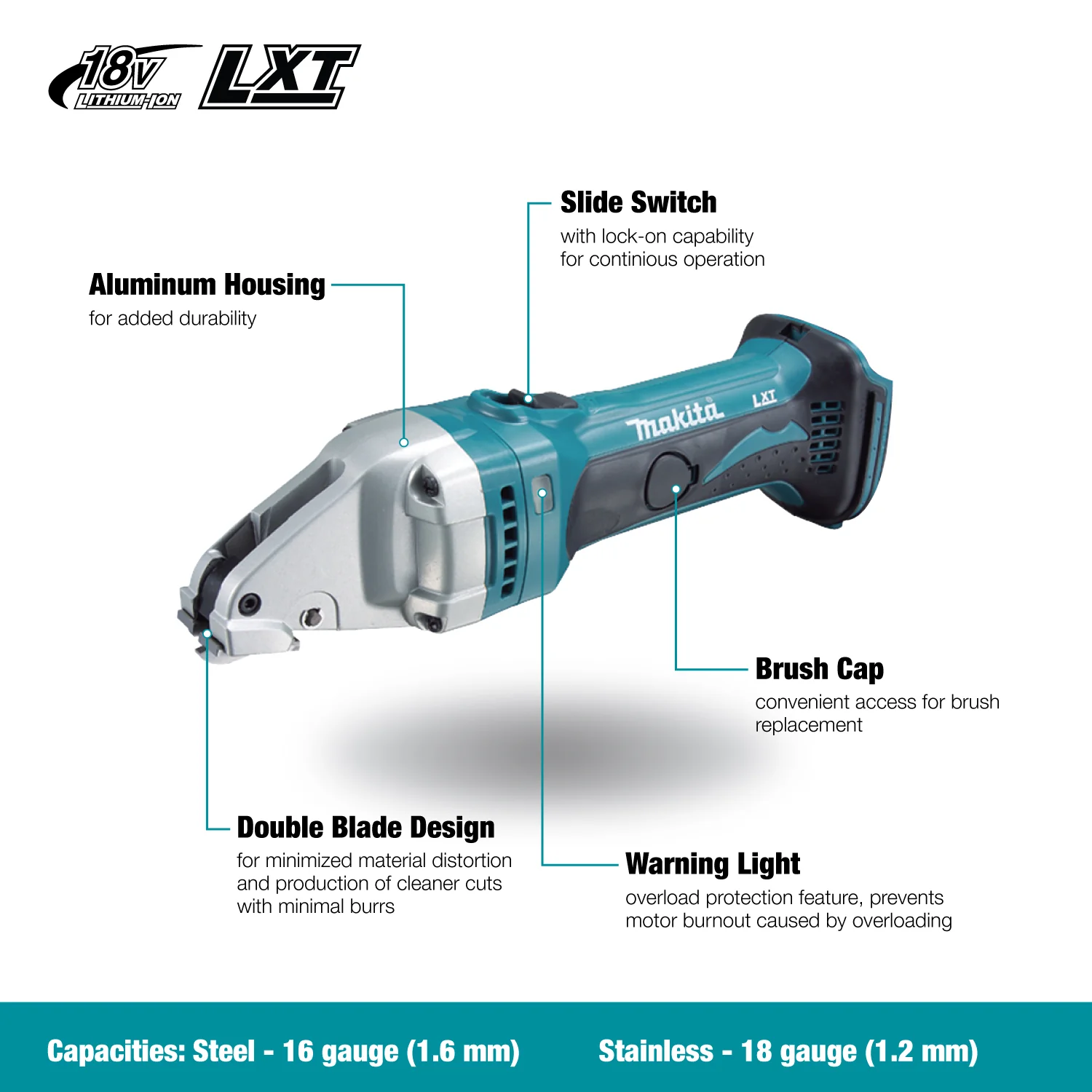 Makita DJS161Z, 18V LXT 16 ga Metal Staight Shear (Tool Only) - Image 3