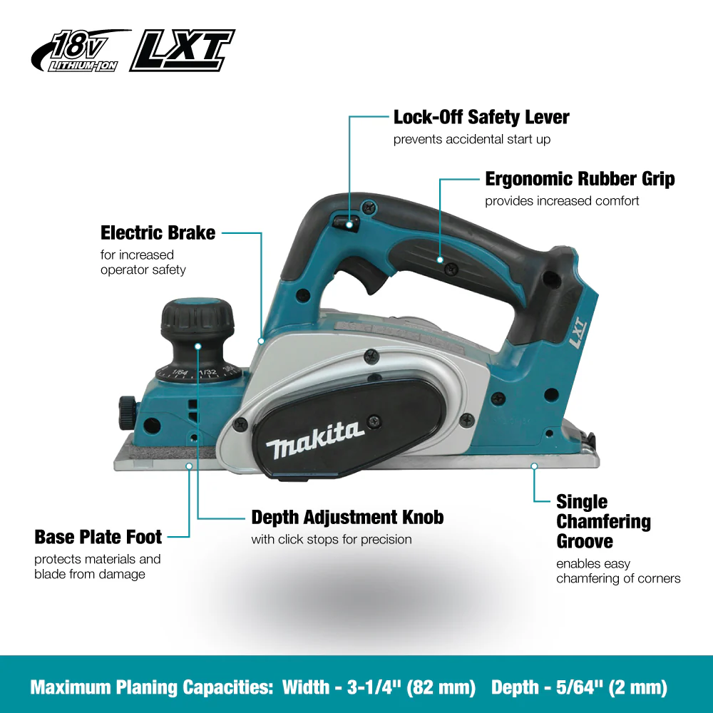 Makita DKP180Z, 18V LXT 3 1/4" Planer (Tool Only) - Image 3