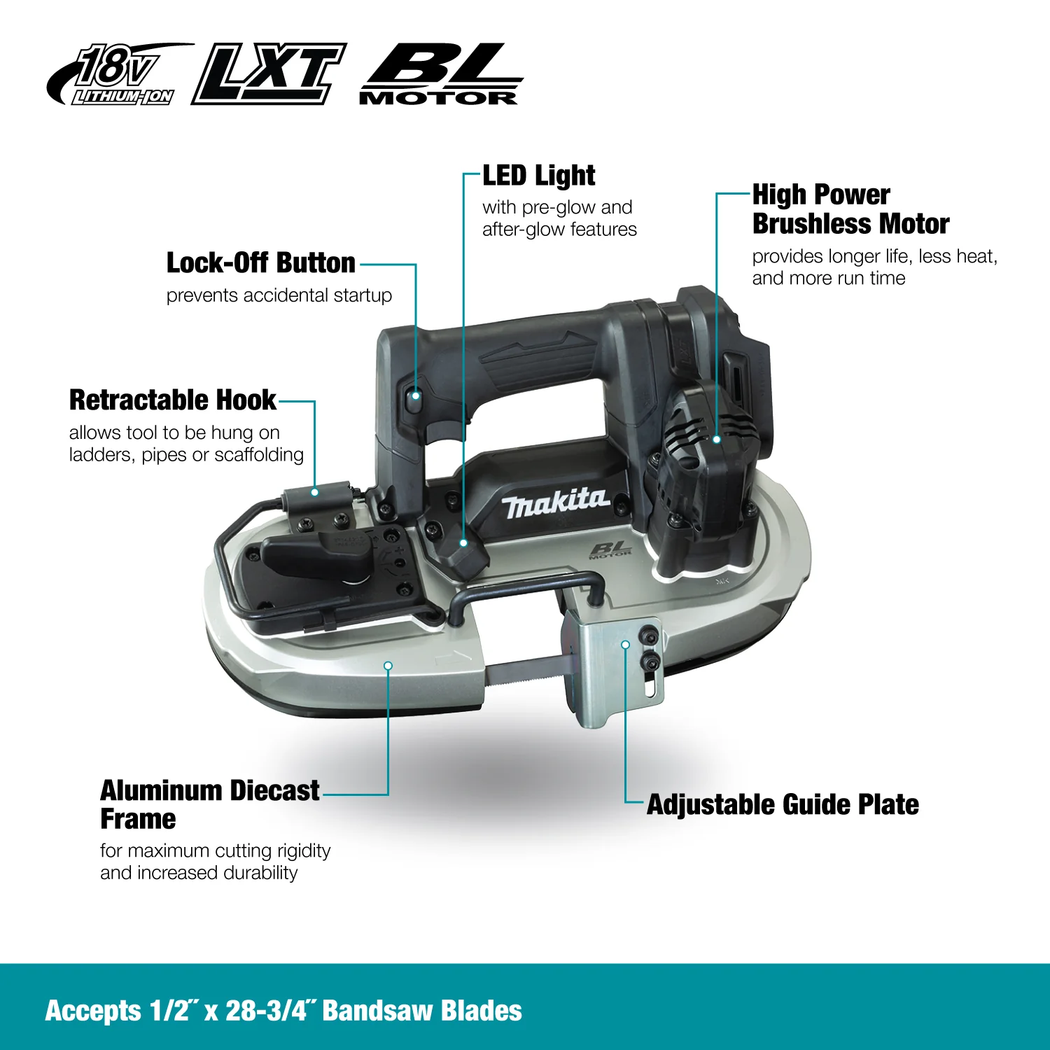 Makita DPB184ZB, Sub-Compact Cordless Band Saw - Image 3