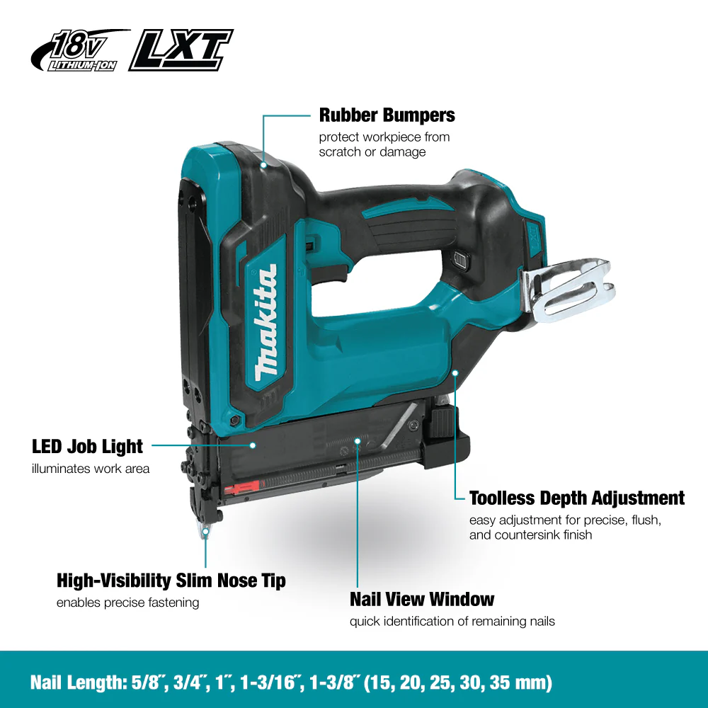 Makita DPT353Z, 18V LXT Pin Nailer 23 Ga (Tool Only) - Image 2