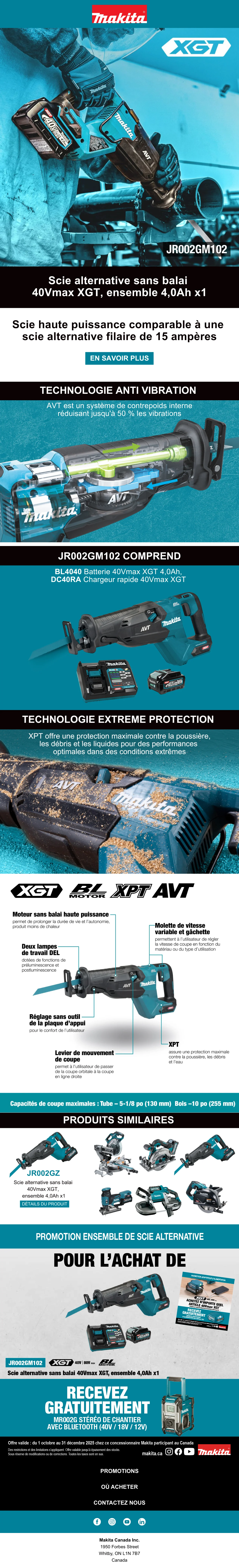 Makita JR002GZ, 40Vmax XGT Brushless Reciprocating Saw (Tool Only) - Image 11