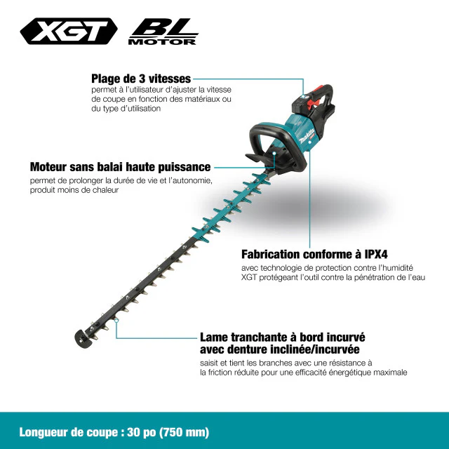 Makita UH005GZ 40V max XGT Brushless Cordless 30" Hedge Trimmer w/WetGuard (Tool Only) - Image 3