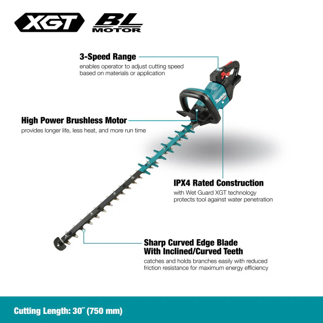 Makita UH005GZ 40V max XGT Brushless Cordless 30" Hedge Trimmer w/WetGuard (Tool Only) - Image 4
