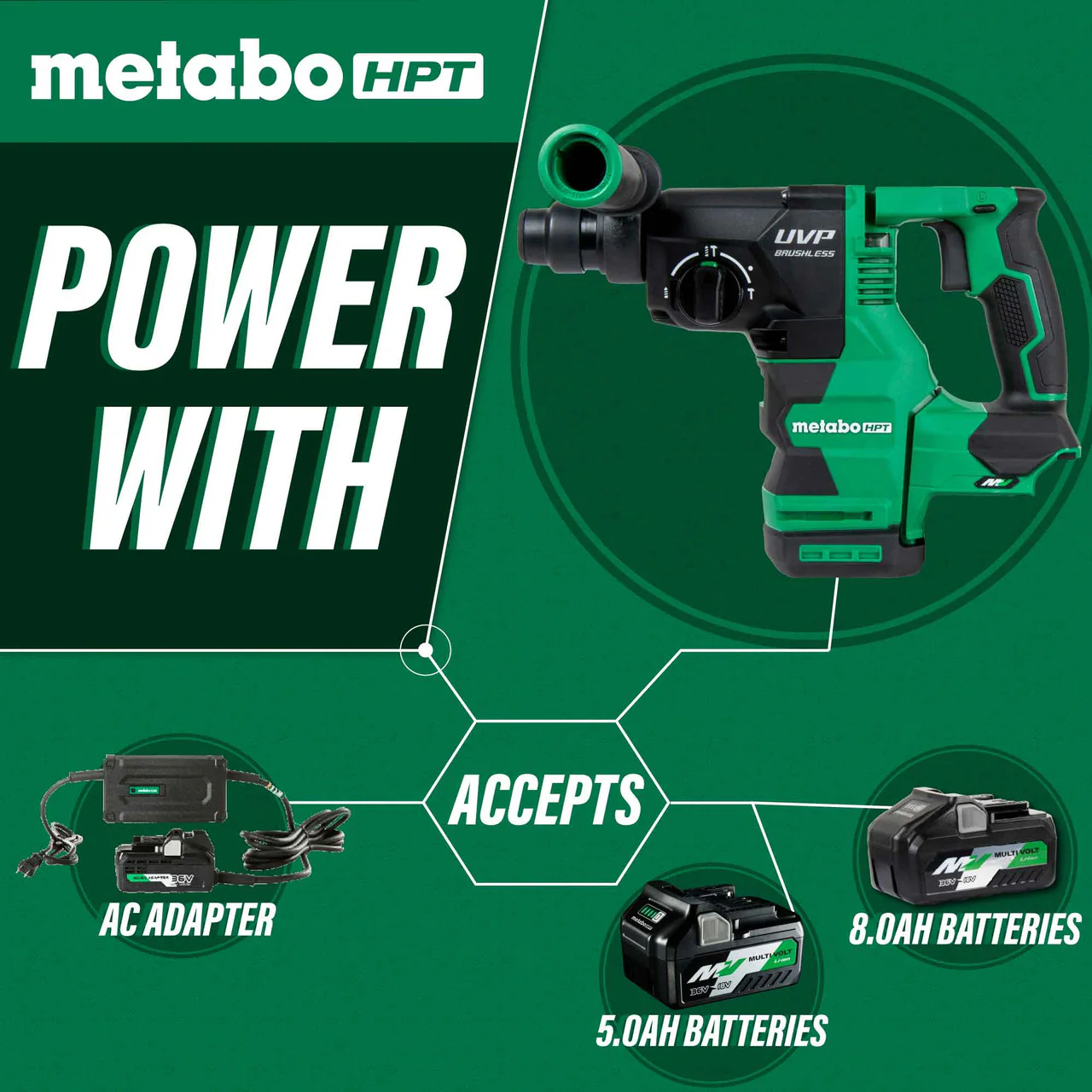 Metabo-HPT DH3628DAQ4M, 36V MultiVolt SDS Plus Rotary Hammer (Tool Only) - Image 7