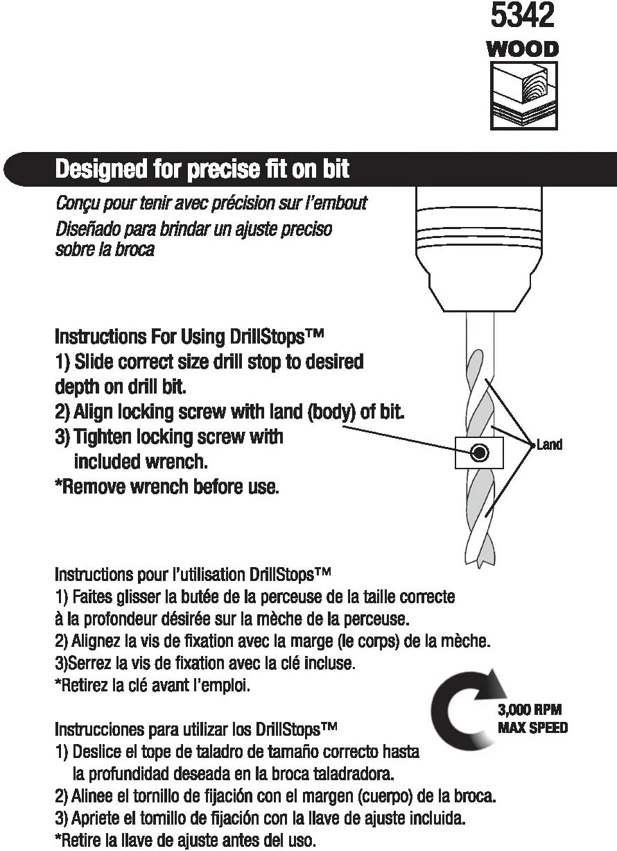 Milescraft 5342, 7 pc. DrillStop Set (3/16", 1/4", 5/16", 3/8", 7/16", 1/2") - Image 3