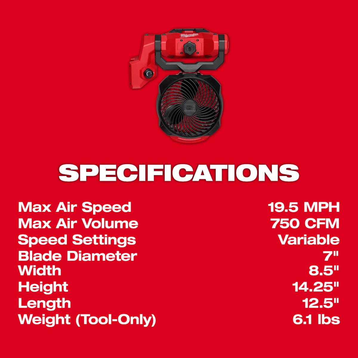 Milwaukee 0817-20, M18™ Brushless Scissor Lift Fan - Image 7