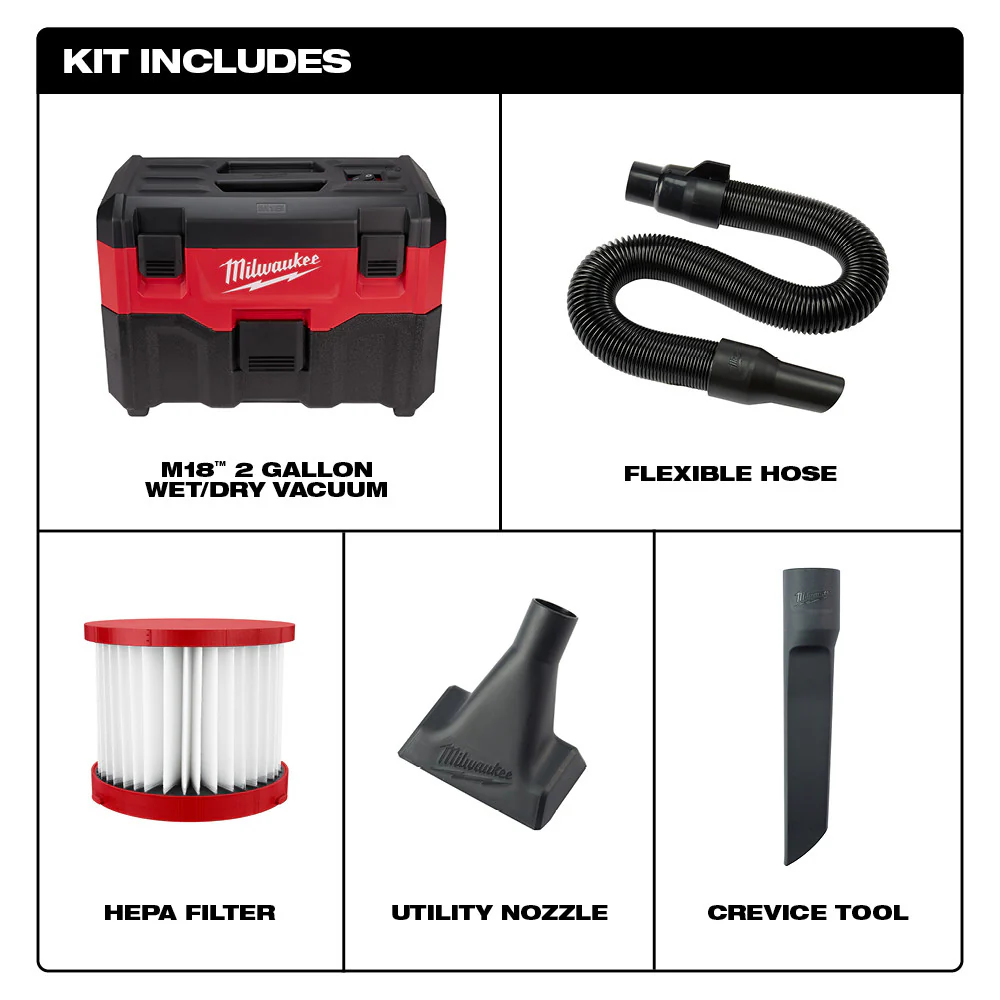 Milwaukee 0880-20, M18 Cordless Wet/Dry Vacuum (Tool Only) - Image 5