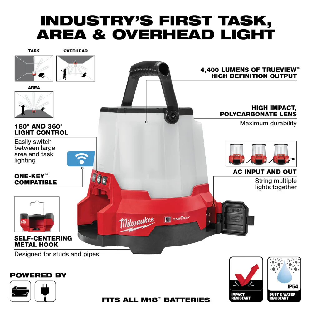 Milwaukee 2146-20, M18 Radius LED Compact Site Light W/One Key (Tool Only) - Image 6