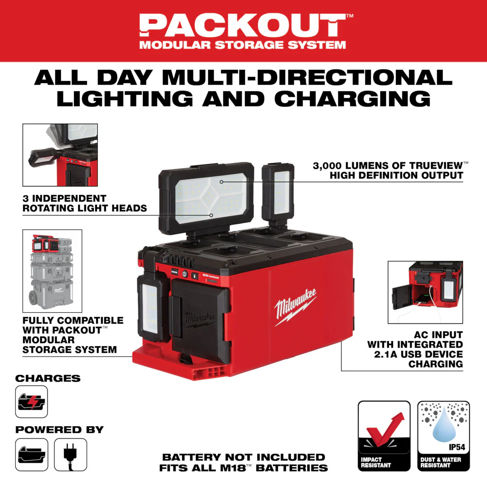 Milwaukee 2357-20, M18 PACKOUT Light/Charger - Image 6