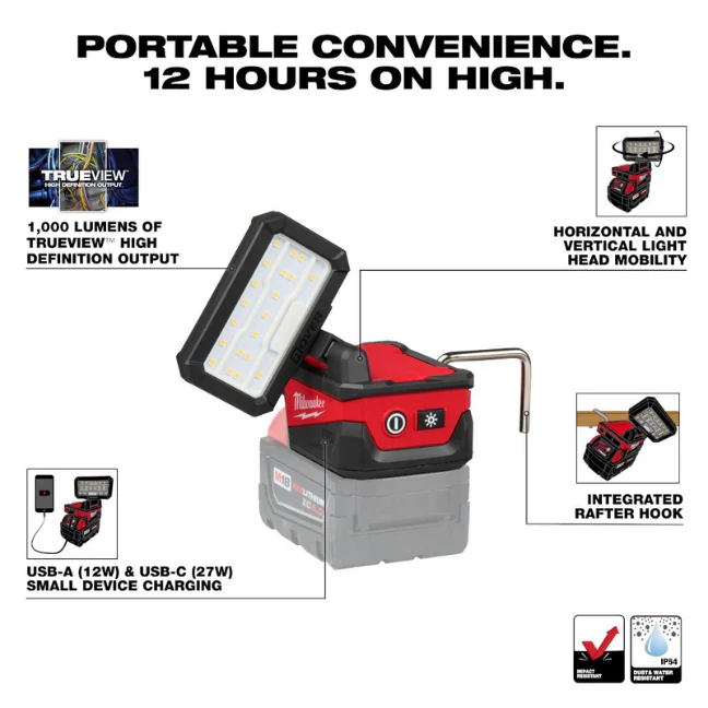Milwaukee 2359-20, M18™ ROVER™ Compact Folding Flood Light w/ USB Charging - Image 4