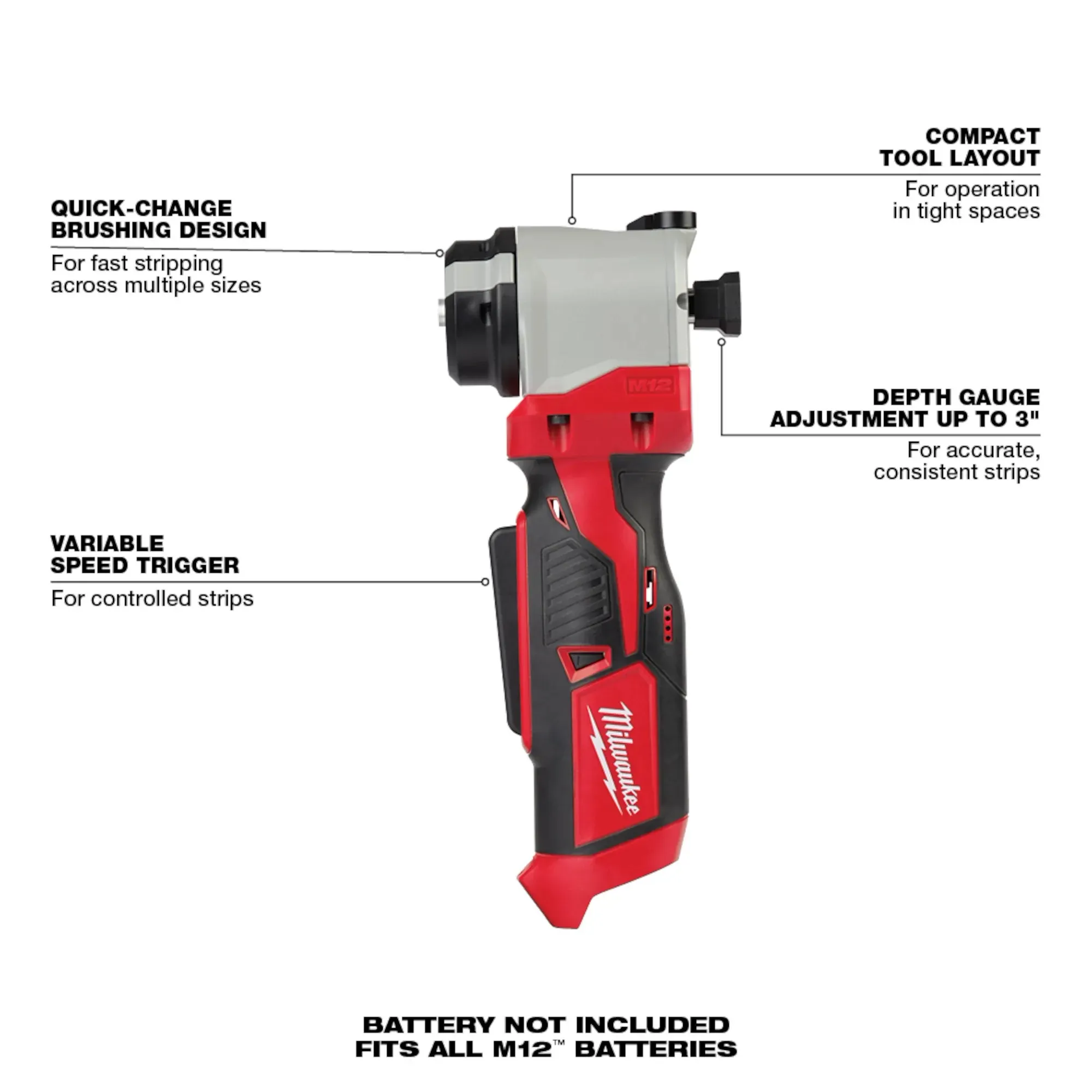Milwaukee 2435-20, M12 Cable Stripper (Tool Only) - Image 3