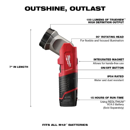 Milwaukee 2482-22, M12™ Screwdriver with Free LED Light and 40 Piece Bit Set - Image 4