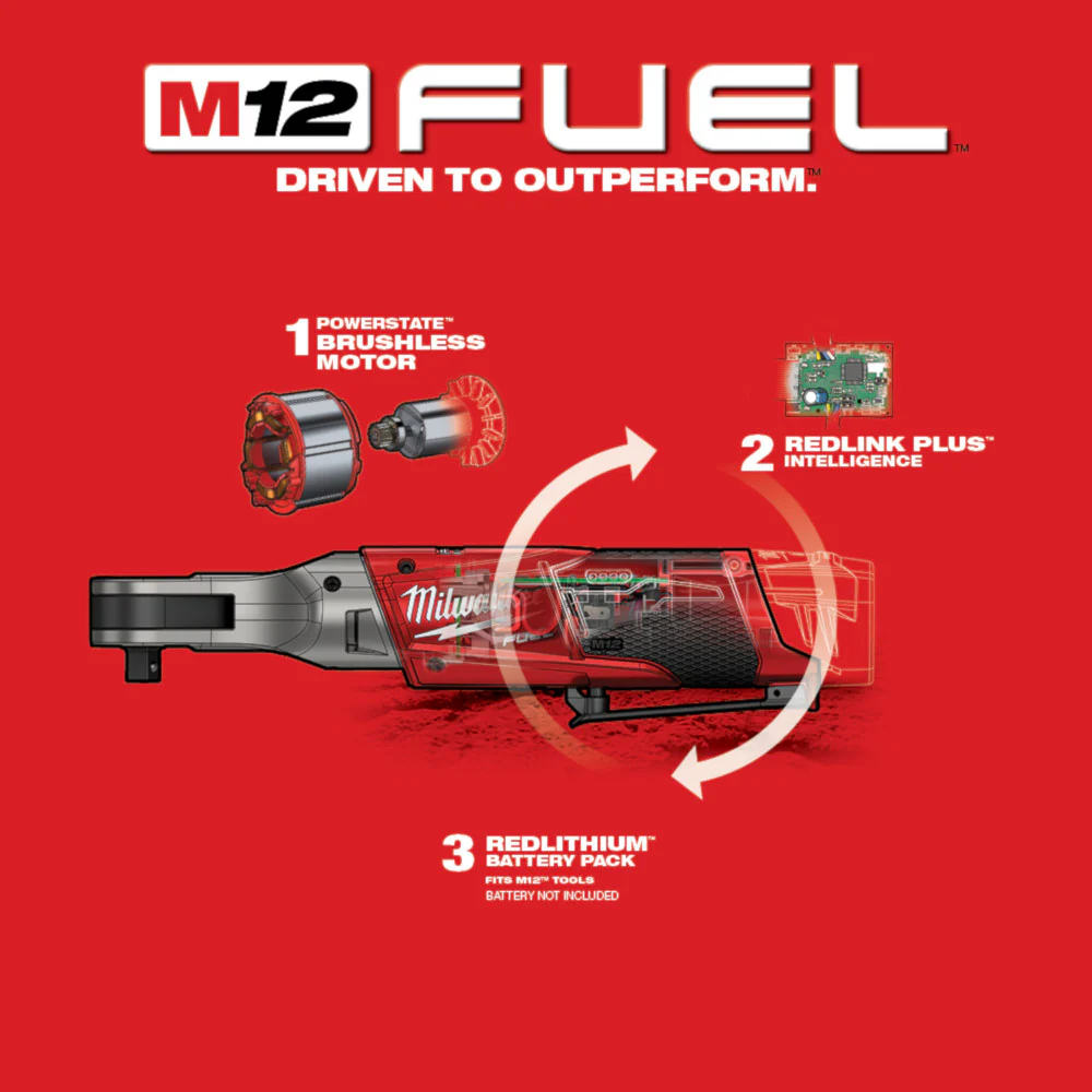 Milwaukee 2557-20, M12 FUEL 3/8" Ratchet (Tool Only) - Image 4