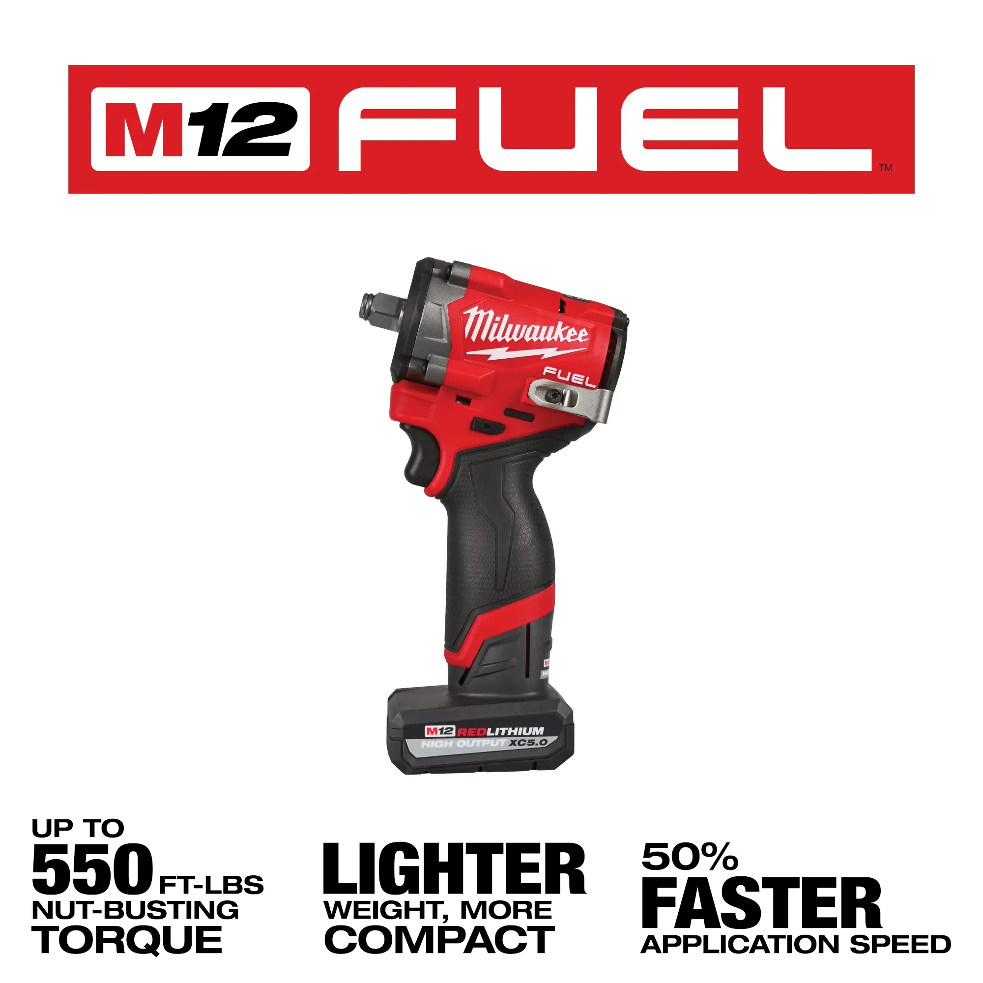 Milwaukee 2563-22, M12 FUEL™ Stubby 1/2" Impact Wrench Kit - Image 3