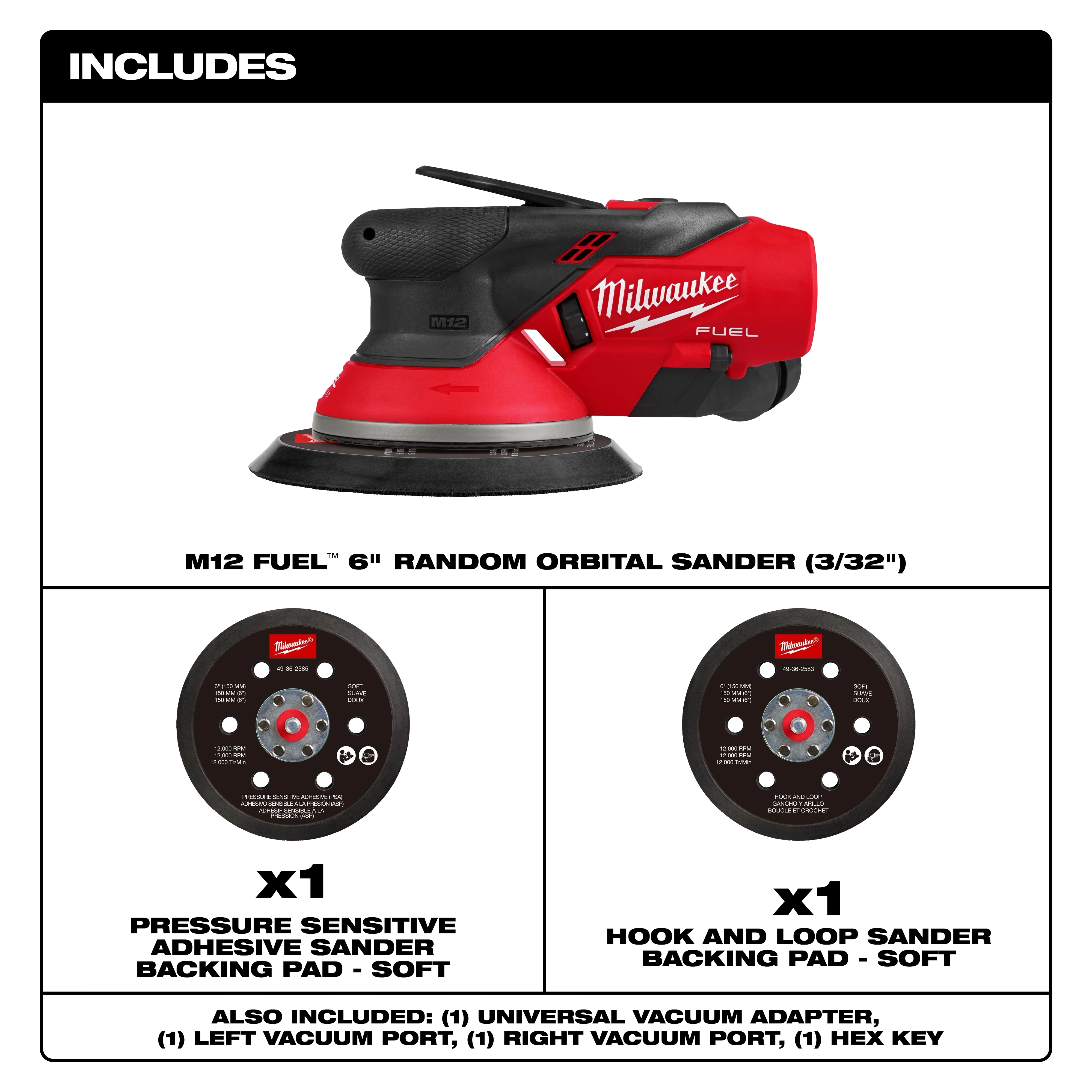 Milwaukee 2584-20, M12™ FUEL™ 6" Random Orbital Sander (3/32") - Image 2