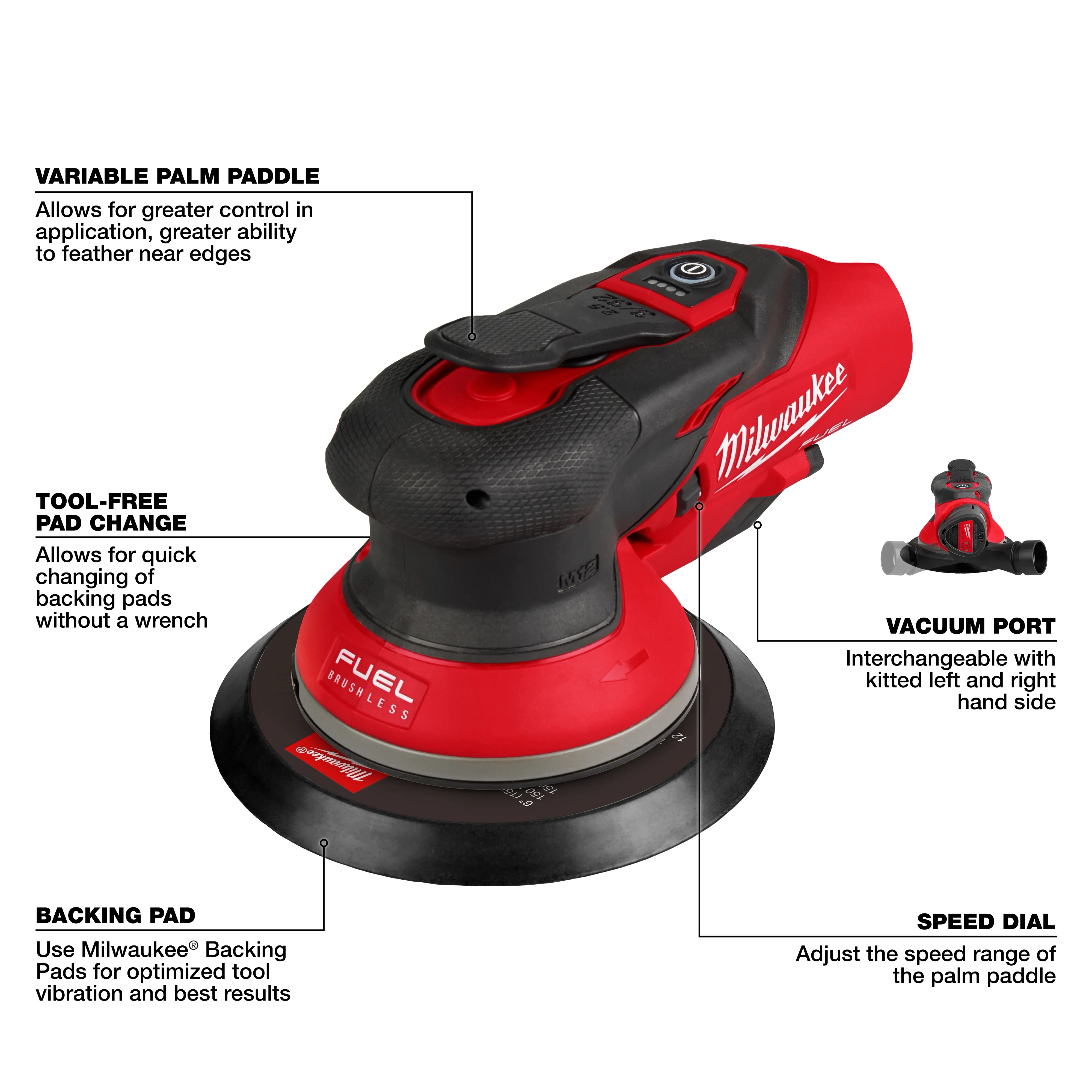 Milwaukee 2584-22CX, M12 FUEL™ 6" Random Orbital Sander Kit (3/32") - Image 4