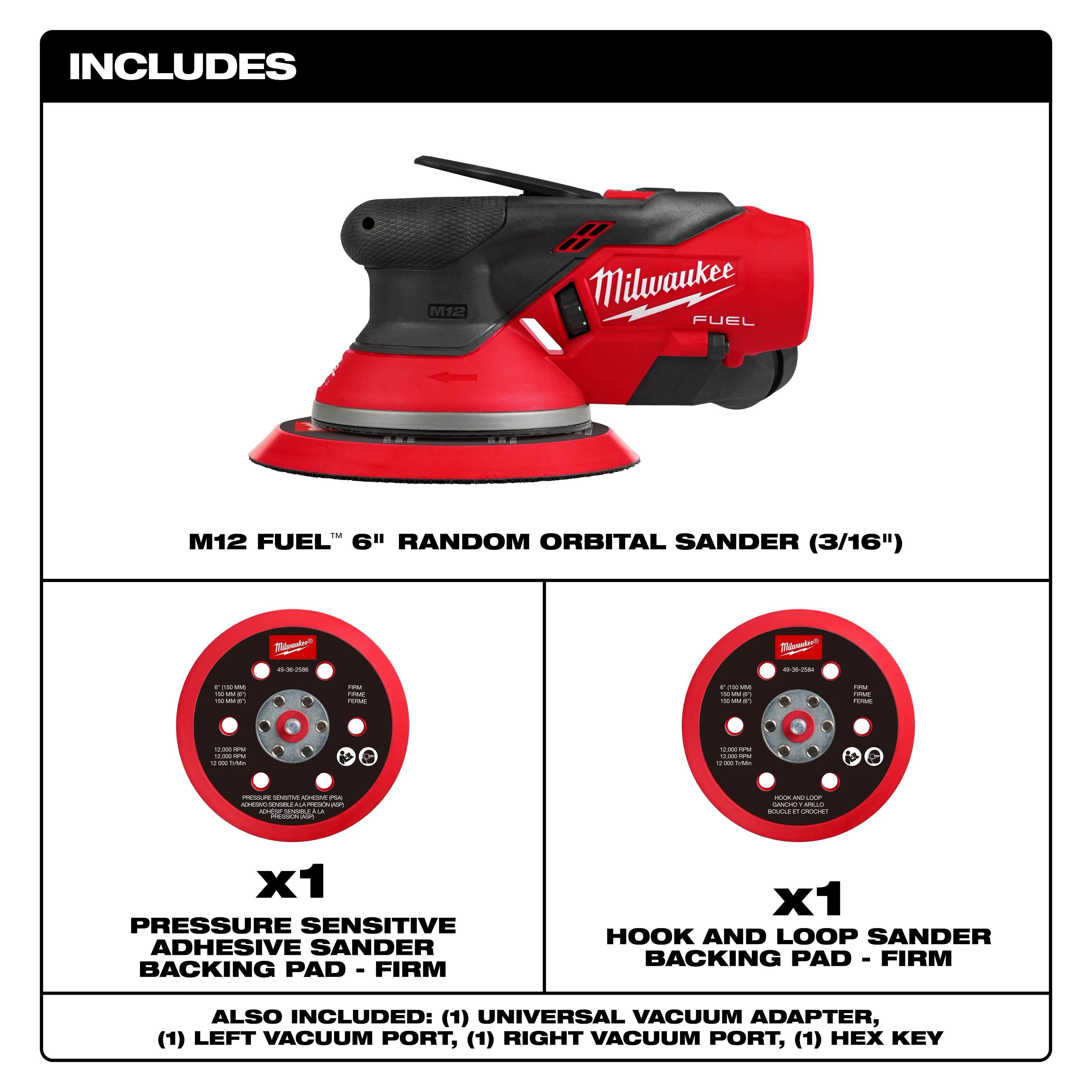 Milwaukee 2585-20, M12 FUEL™ 6" Random Orbital Sander (3/16") - Image 2