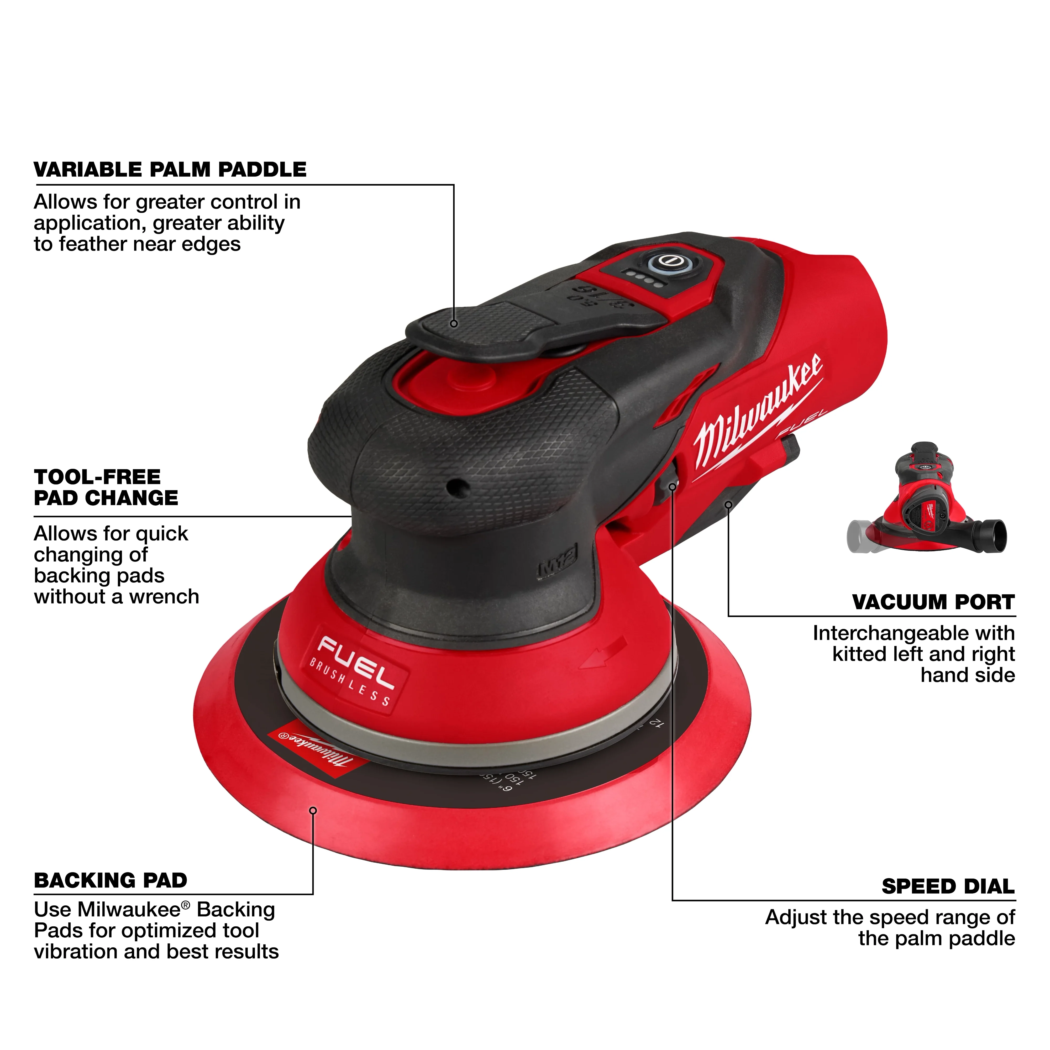 Milwaukee 2585-22CX, M12 FUEL™ 6" Random Orbital Sander Kit (3/16") - Image 4