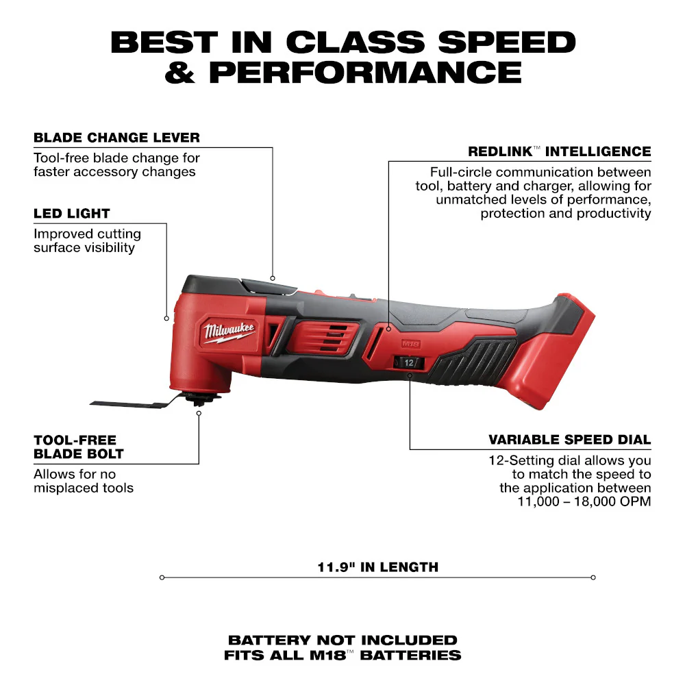 Milwaukee 2626-20, M18 Li-Ion Oscillating Multi Tool  (Tool Only) - Image 3