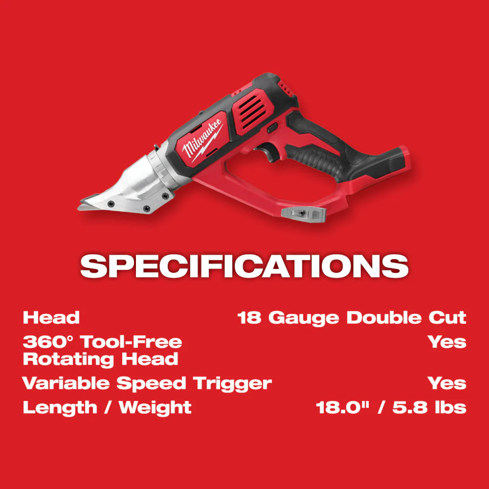 Milwaukee 2635-20, M18 18 Gauge Double Cut Shear (Tool Only) - Image 5