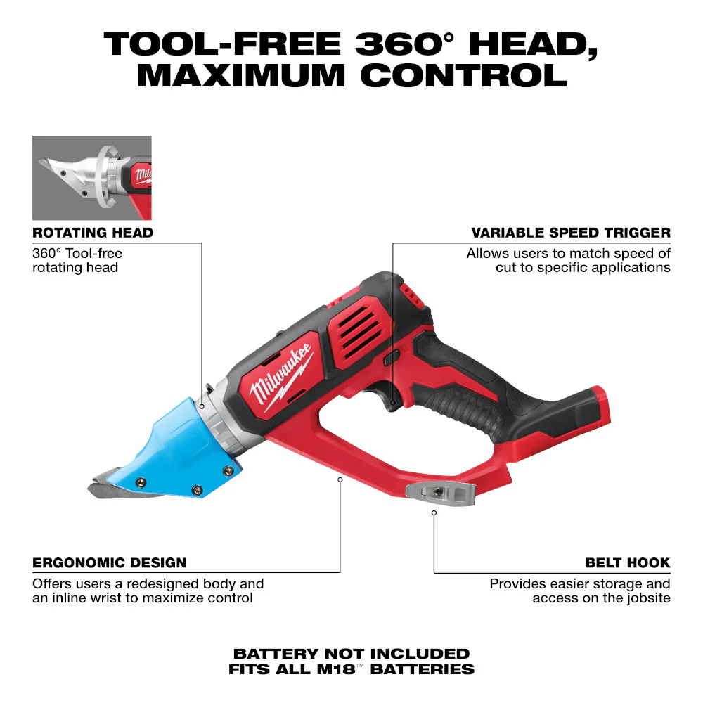 Milwaukee 2636-20, M18 14 Gauge Double Cut Shear (Tool Only) - Image 6