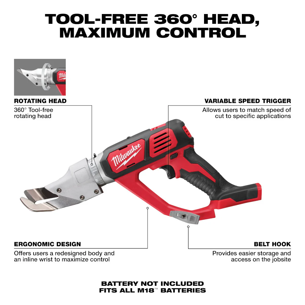 Milwaukee 2637-20, M18 18 Gauge Single Cut Shear (Tool Only) - Image 5