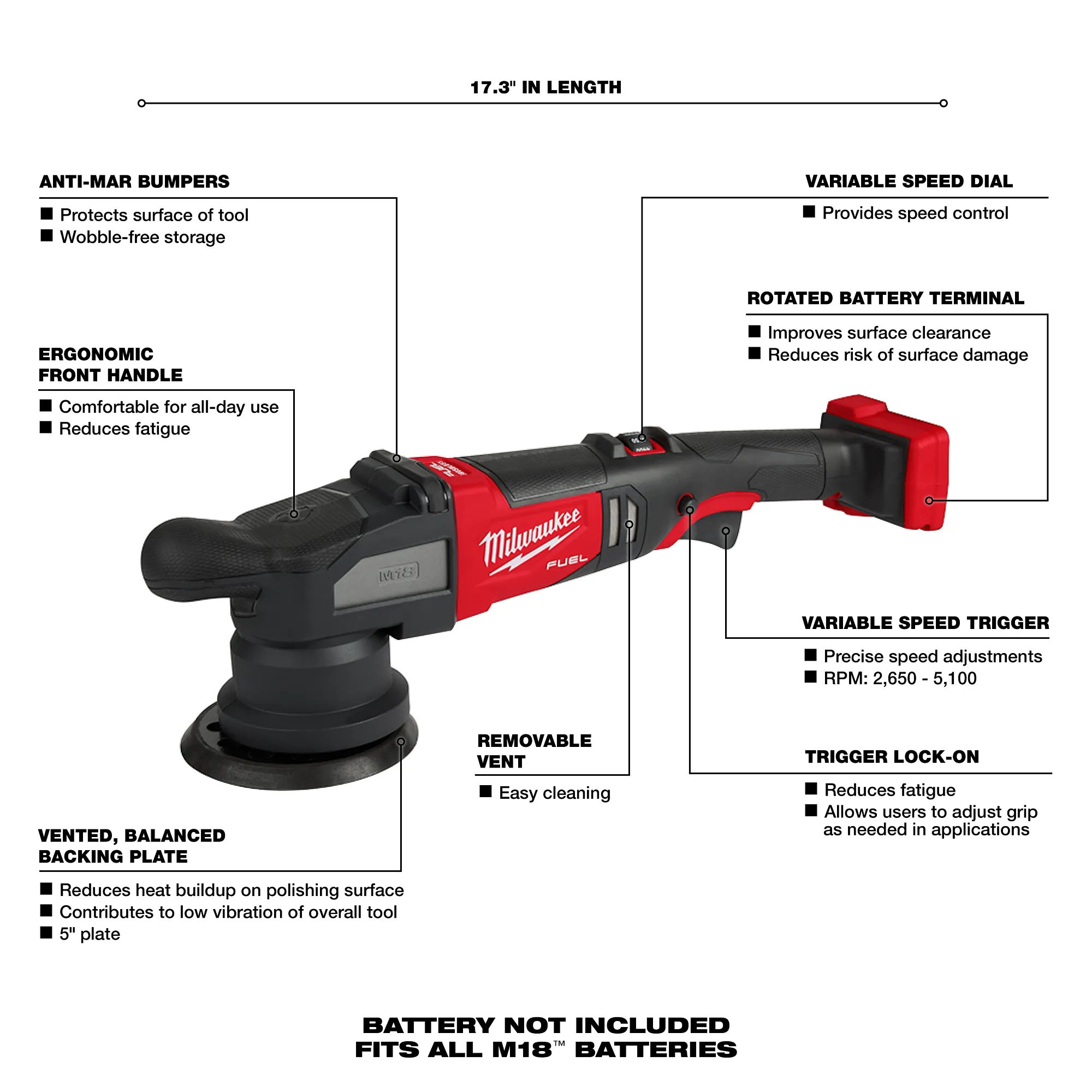 Milwaukee 2684-20, M18 FUEL™ 15mm Random Orbital Polisher - Image 4