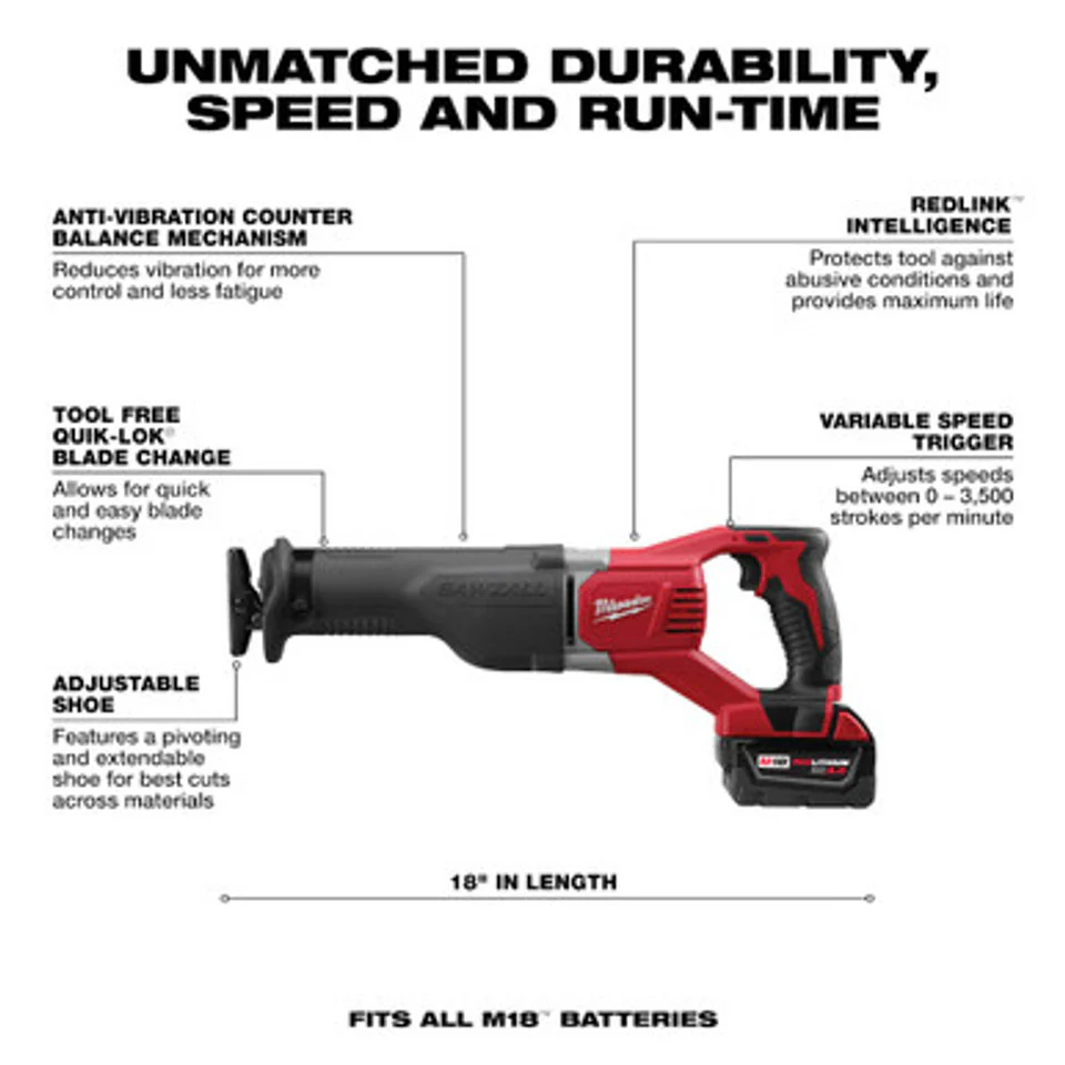 Milwaukee 2696-24, M18 Cordless 4-Tool Combo Kit - Image 6