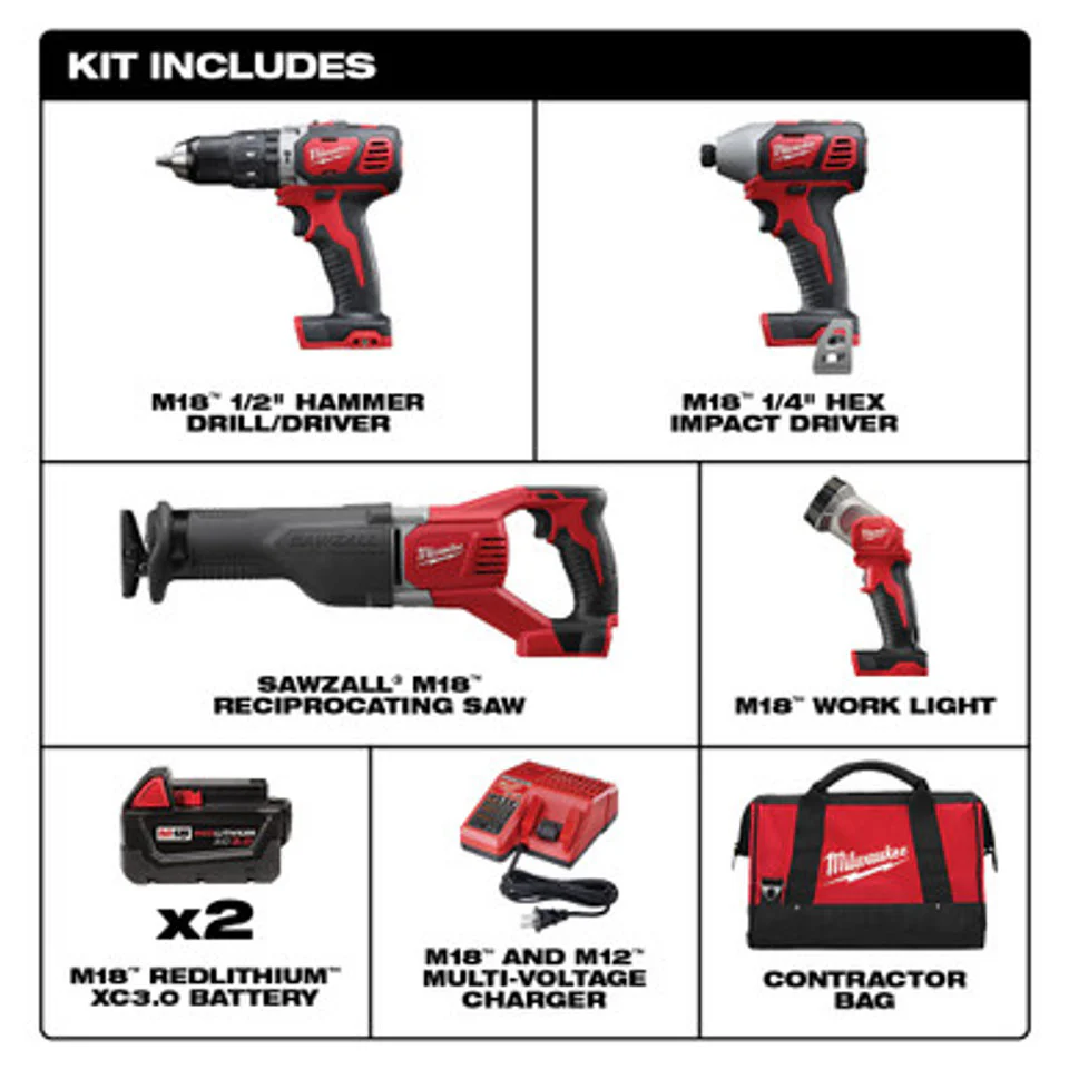 Milwaukee 2696-24, M18 Cordless 4-Tool Combo Kit - Image 9