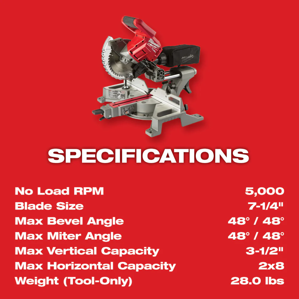 Milwaukee 2733-20, M18 FUEL 7-1/4" Dual Bevel Sliding Compound Miter Saw (Tool Only) - Image 5