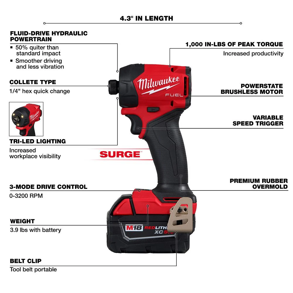 Milwaukee 2761-22, M18 FUEL™ SURGE™ 1/4" Hex Hydraulic Driver Kit - Image 7