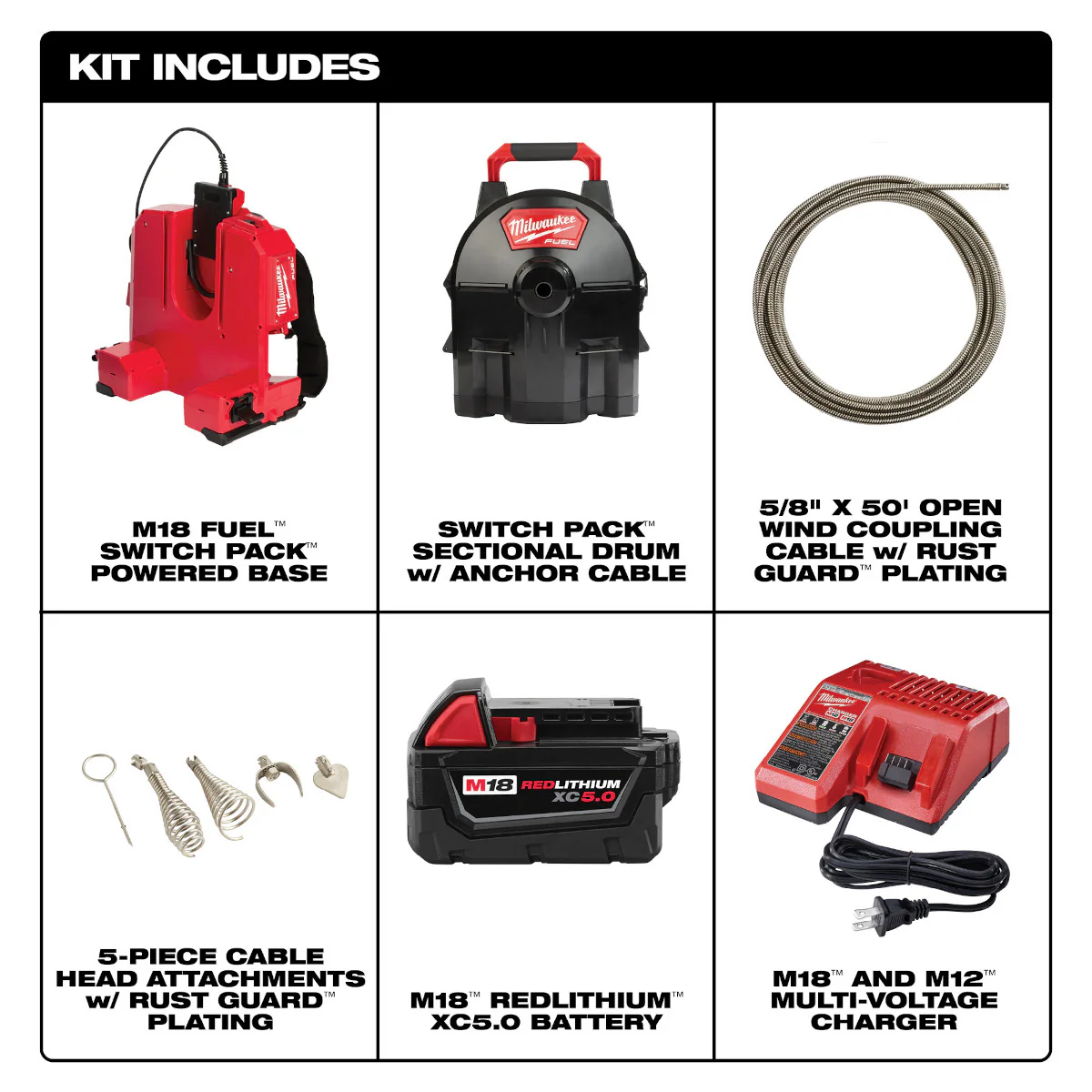 Milwaukee 2775E-211, M18 FUEL™ SWITCH PACK™ Sectional Drum Machine with 5/8” Open Wind Cable - Image 3