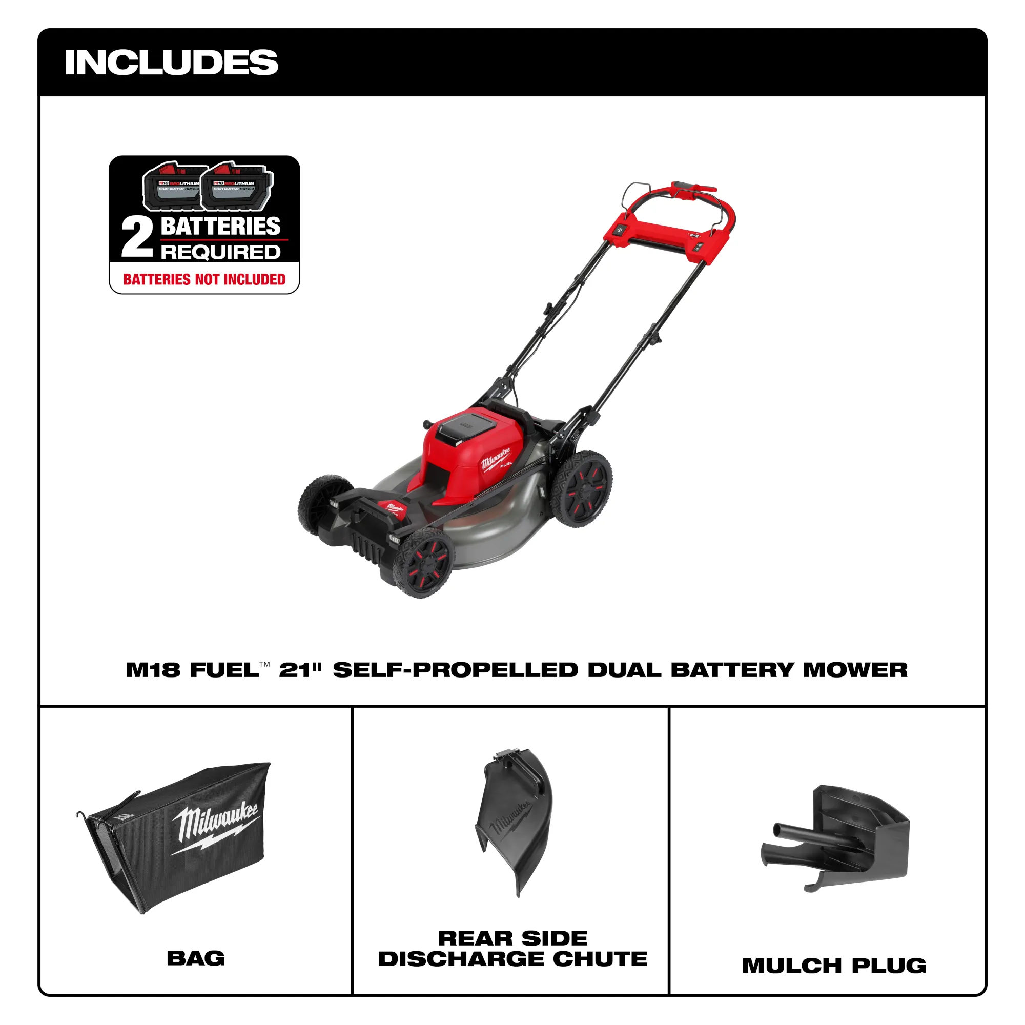 Milwaukee 2823-20, M18 FUEL 21" Self-Propelled Dual Battery Mower (Tool Only) - Image 6