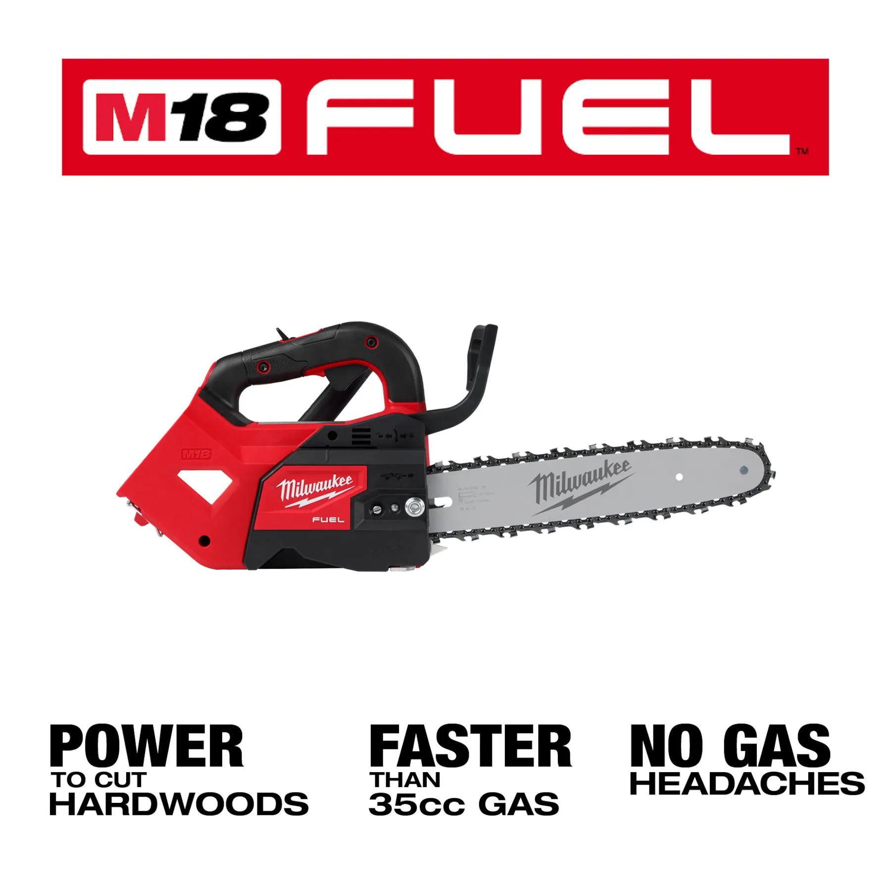 Milwaukee 2826-20C, M18 Fuel 12" Top Handle Chainsaw (Tool Only) - Image 2