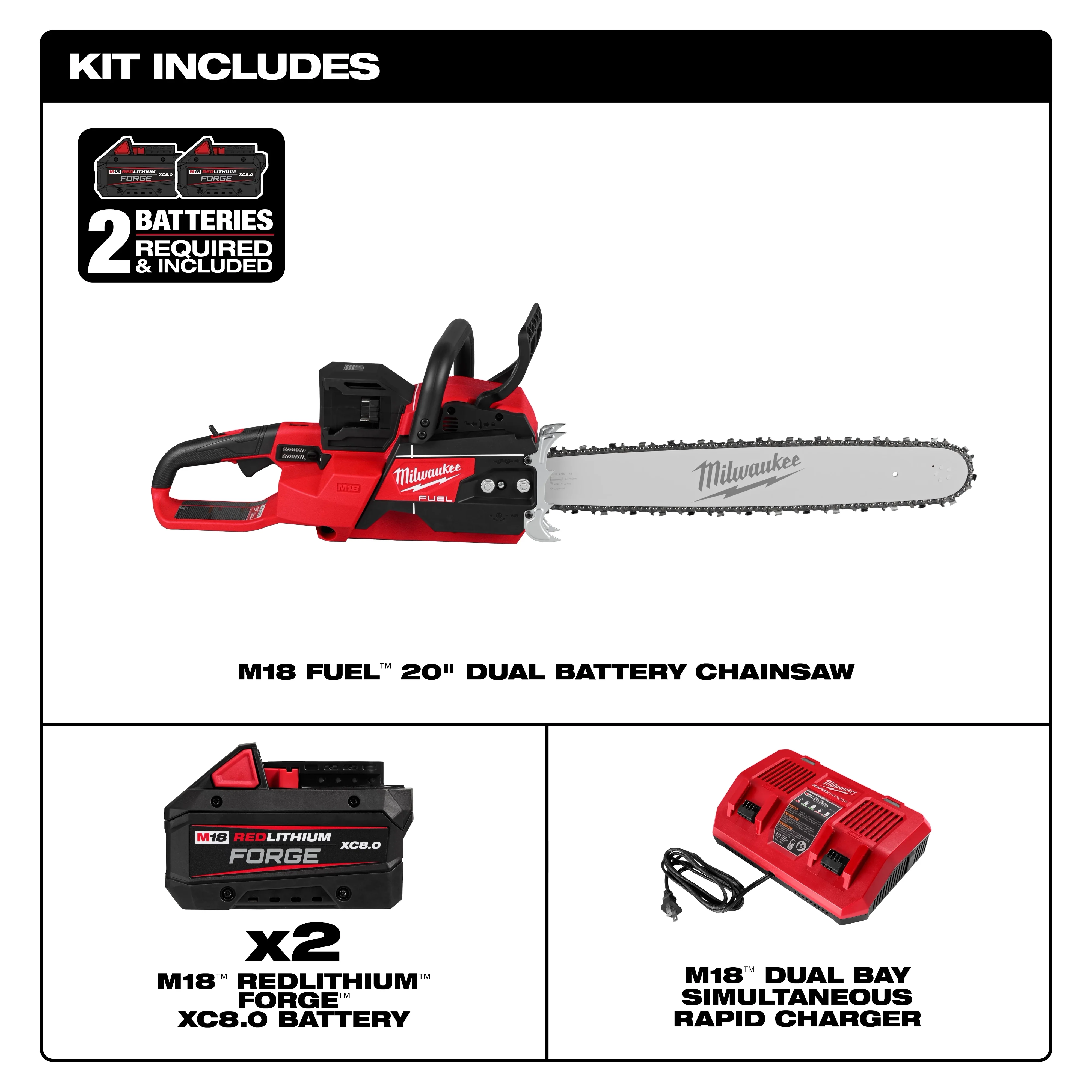 Milwaukee 2827-22, M18 FUEL™ 20" Dual Battery Chainsaw Kit - Image 5