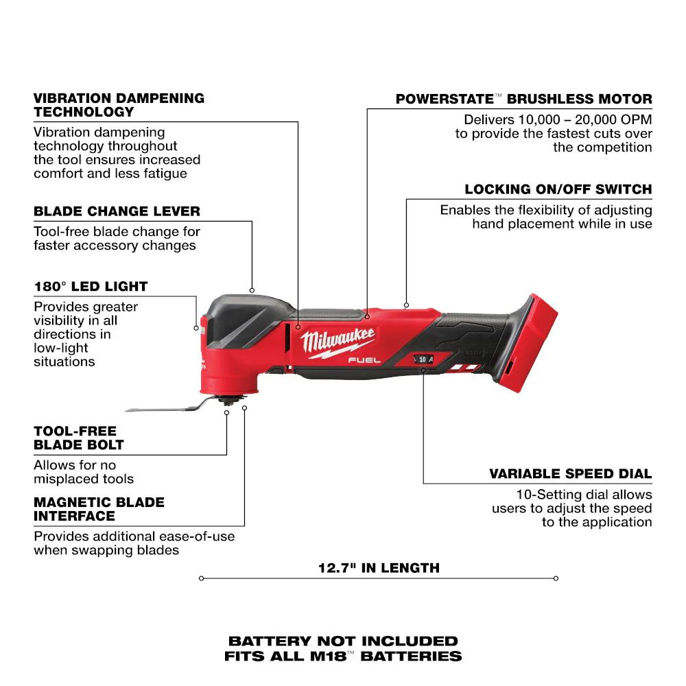 Milwaukee 2836-20, M18 FUEL Oscillating Multi-Tool (Tool Only) - Image 6