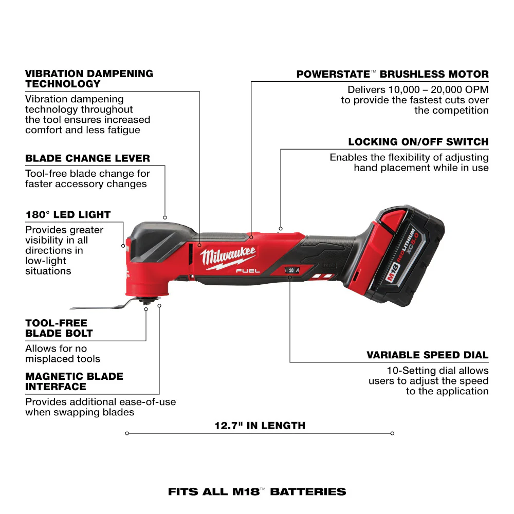 Milwaukee 2836-21, M18 FUEL Oscillating Multi-Tool Kit - Image 7