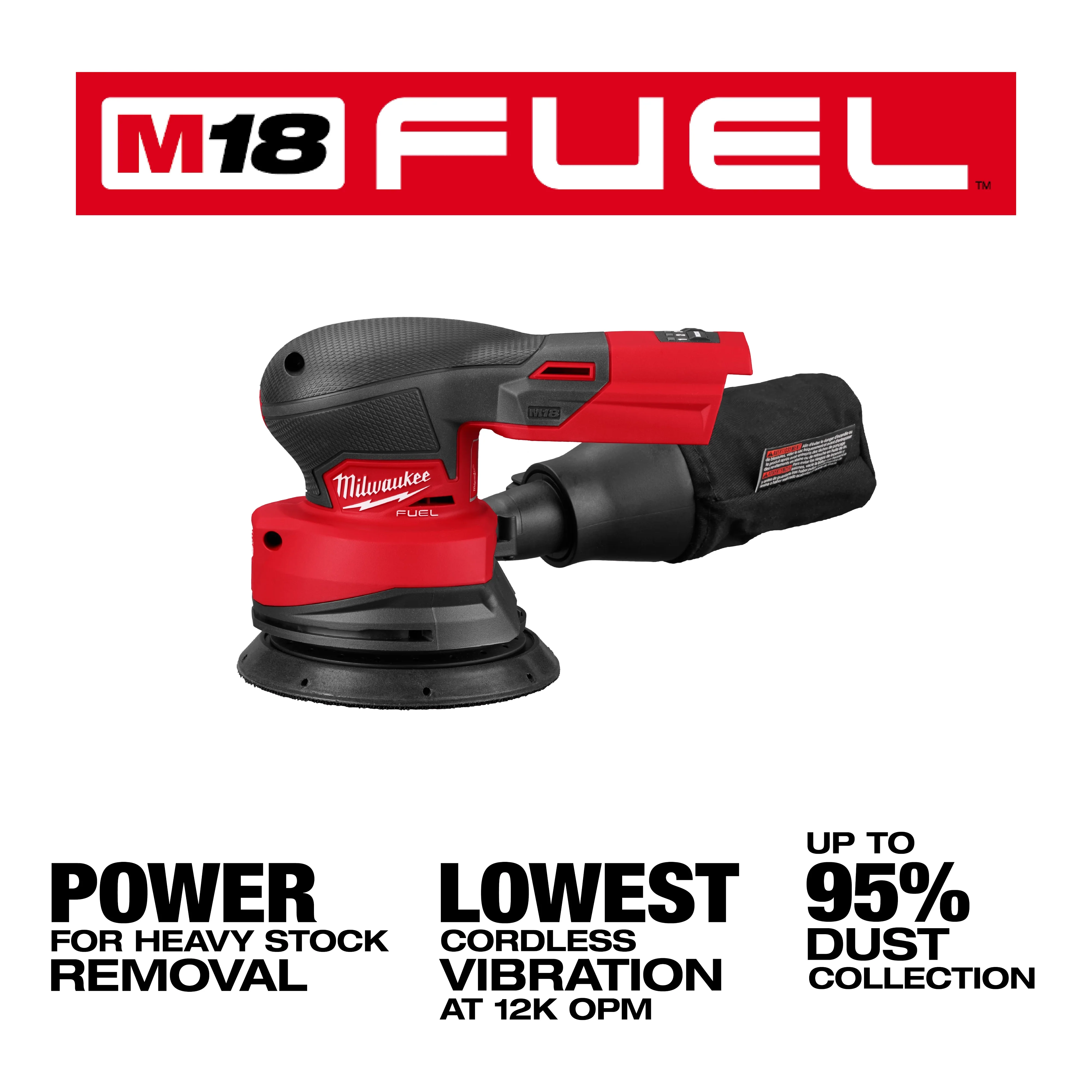 Milwaukee 2837-20, M18­ FUEL™ 5" Random Orbital Sander - Image 4