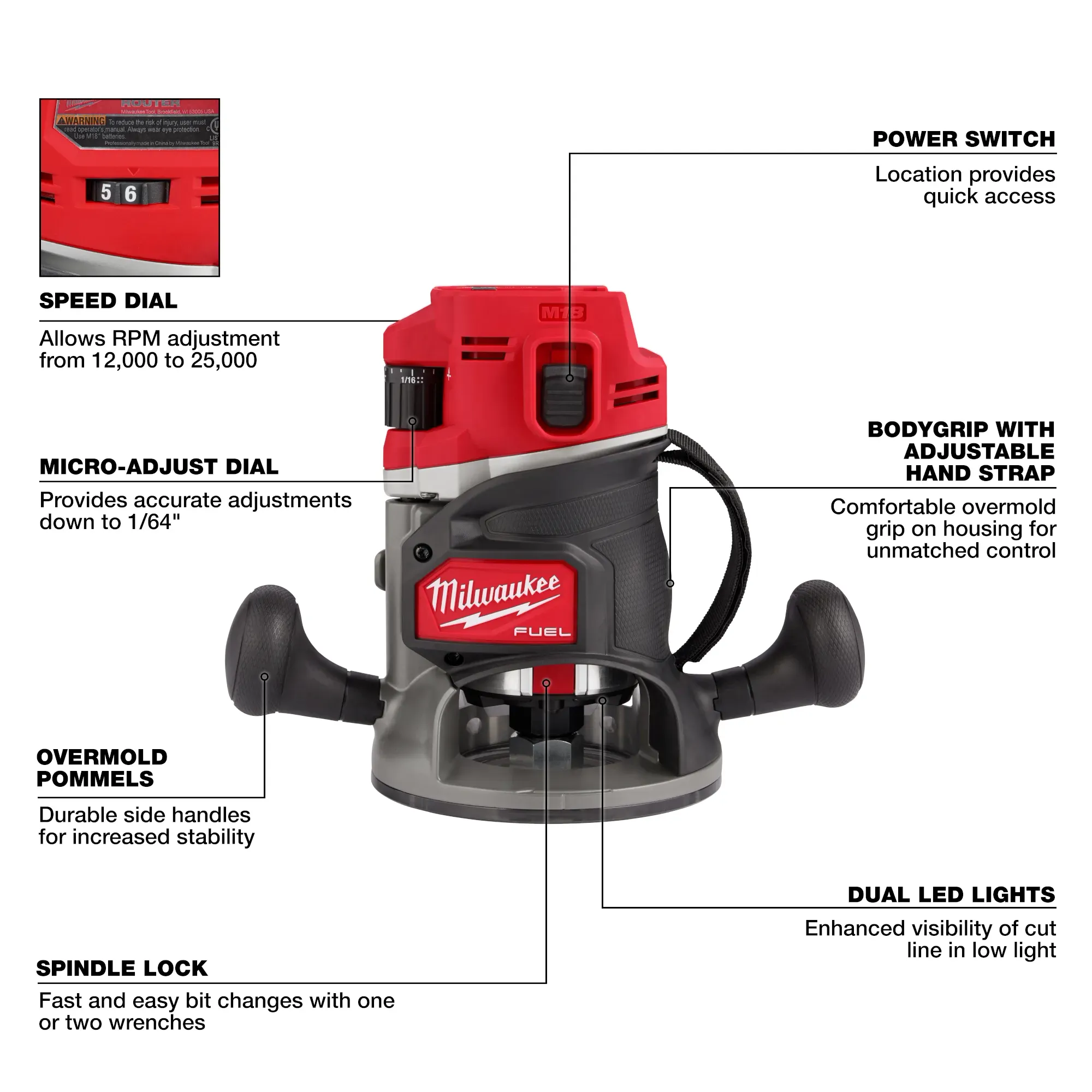 Milwaukee 2838-20, M18 FUEL™ 1/2" Router - Image 4