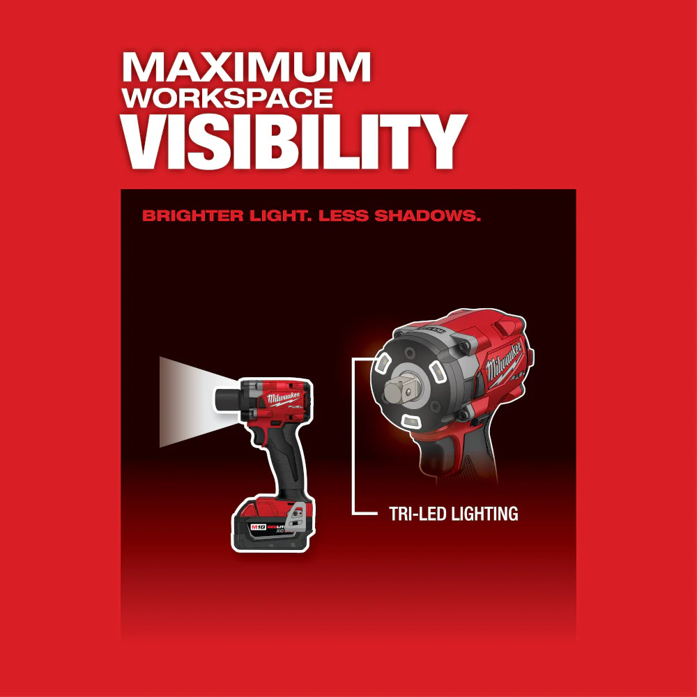 Milwaukee 2855P-20, M18 FUEL 1/2" Compact Impact Wrench w/ Pin Detent (Tool Only) - Image 8