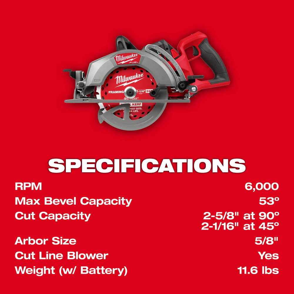Milwaukee 2930-21HD, M18 FUEL 7-1/4” Rear Handle Circular Saw Kit - Image 7
