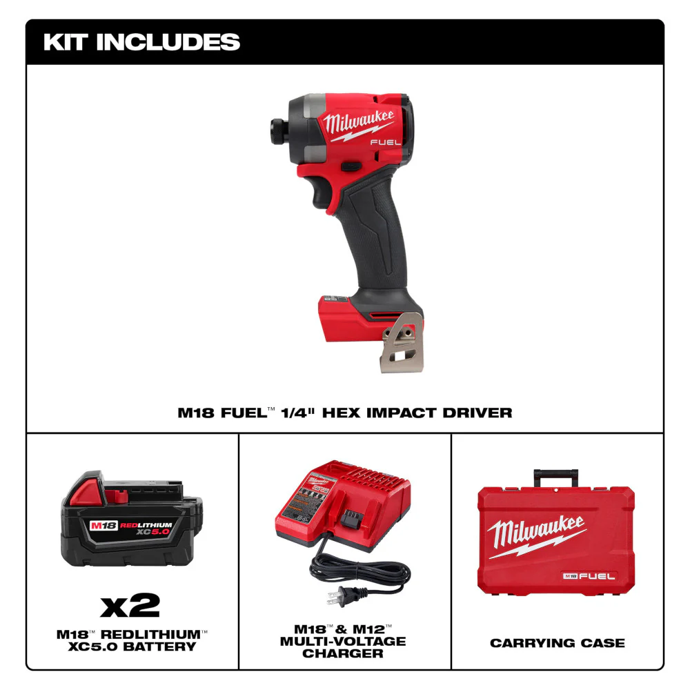 Milwaukee 2953-22, M18 FUEL™ 1/4" Hex Impact Driver Kit - Image 2