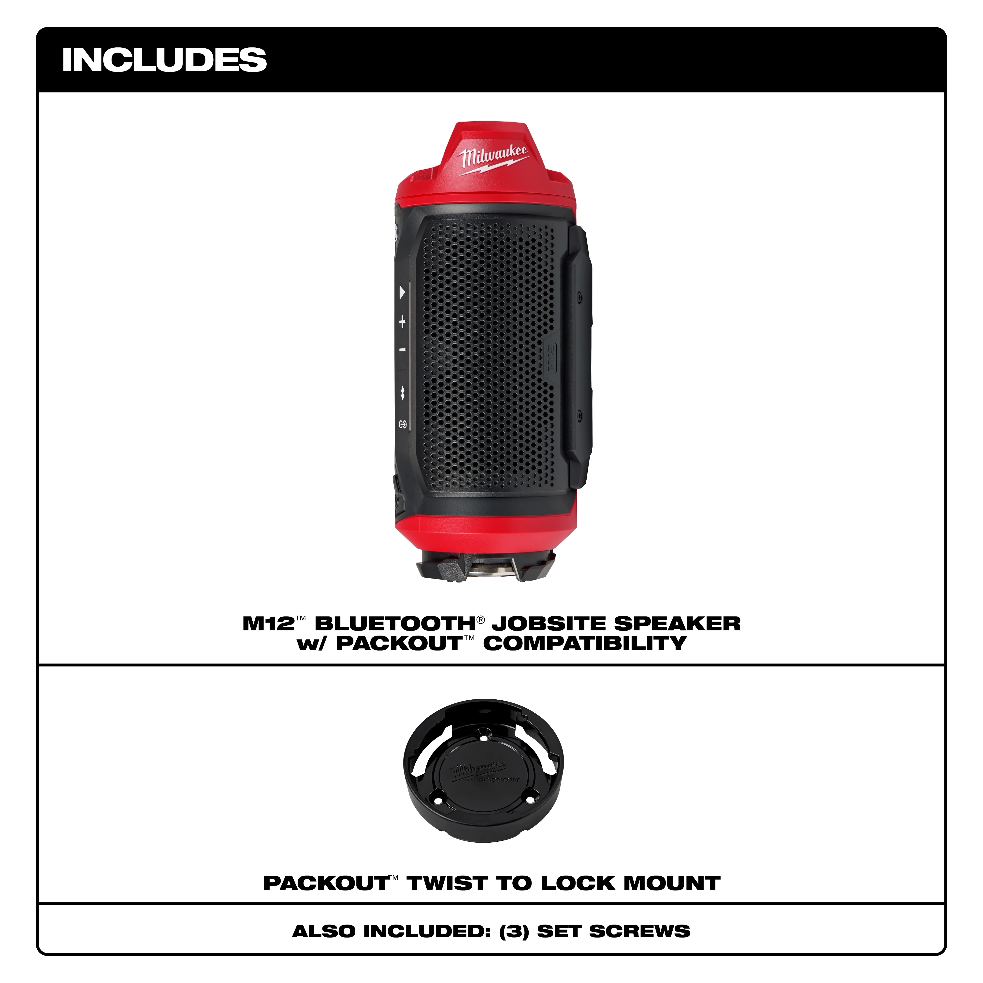 Milwaukee 2955-20, M12™ Bluetooth® Jobsite Speaker w/ PACKOUT™ Compatibility - Image 3