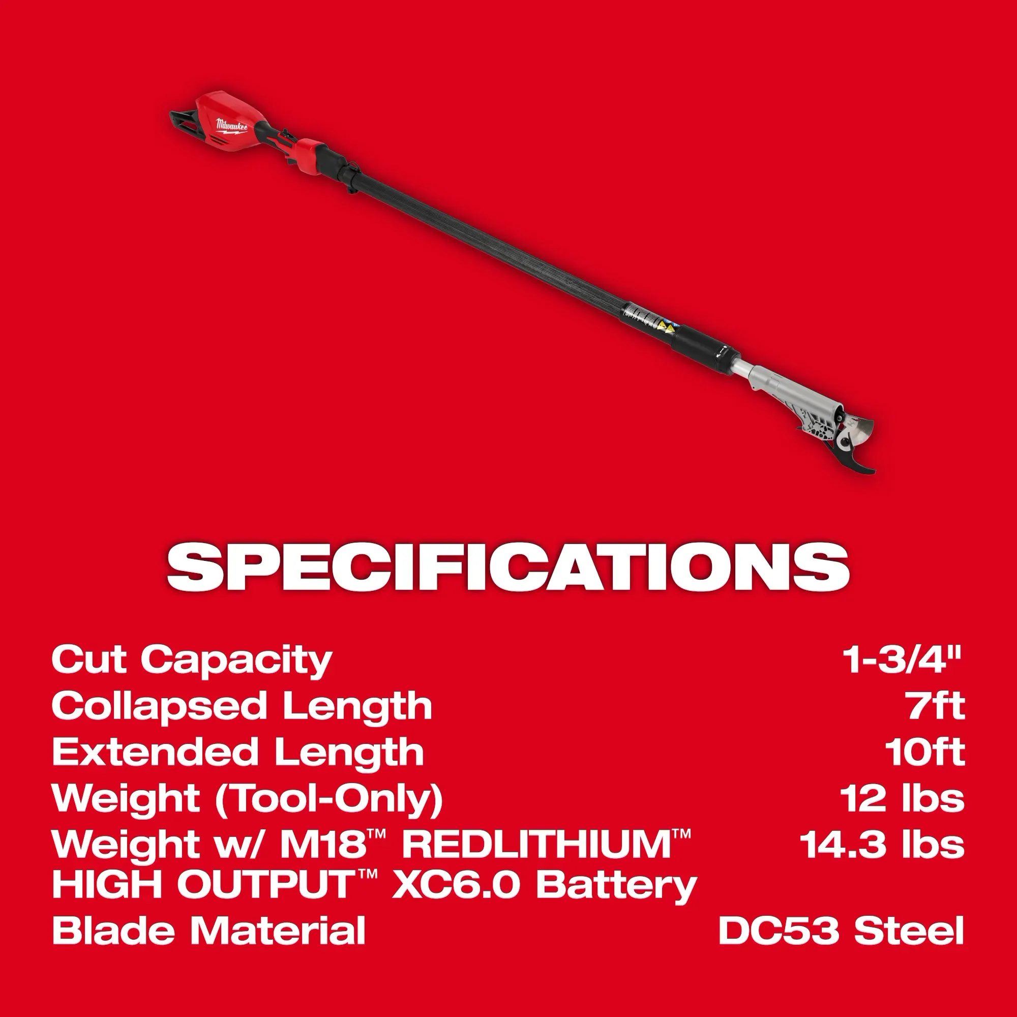 Milwaukee 3008-20, M18™ Brushless Telescoping Pole Pruning Shears (Tool Only) - Image 3