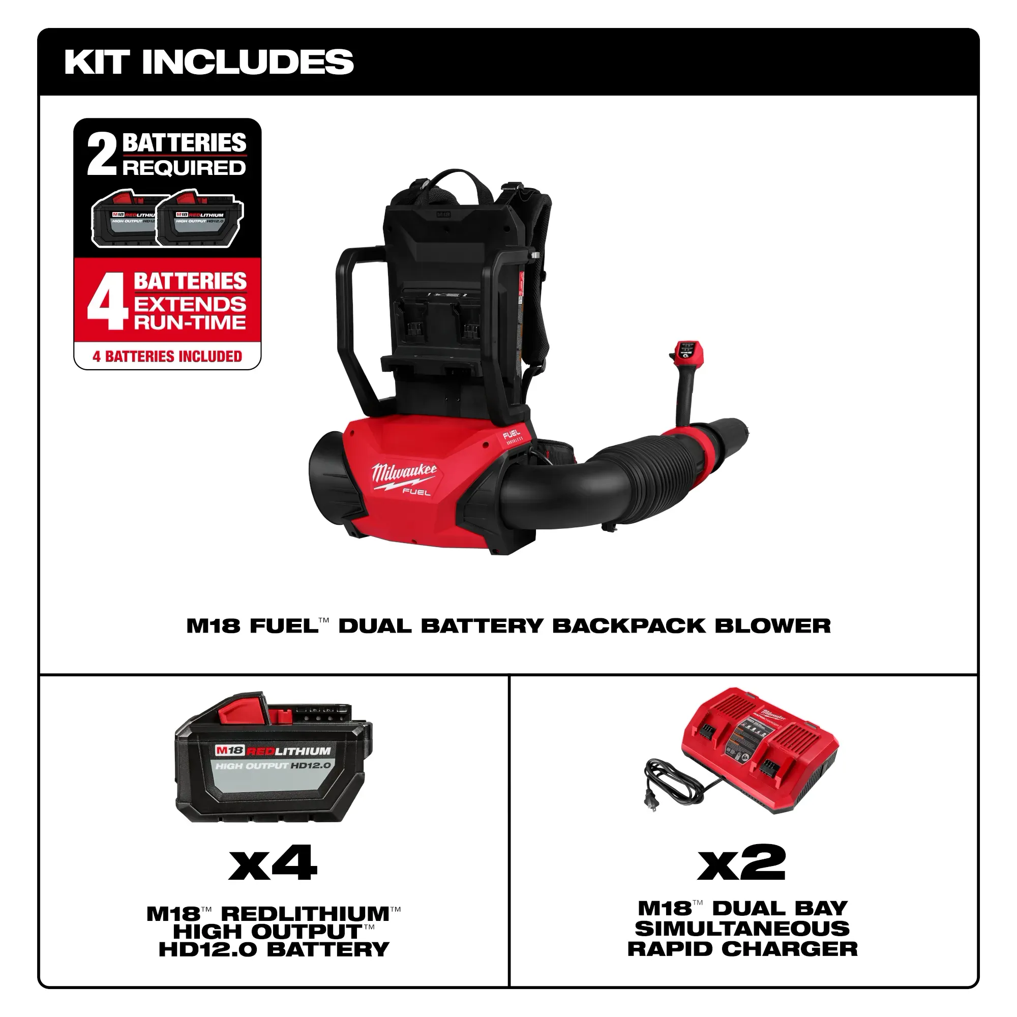 Milwaukee 3009-24HD, M18 FUEL™ Dual Battery Backpack Blower Kit - Image 3