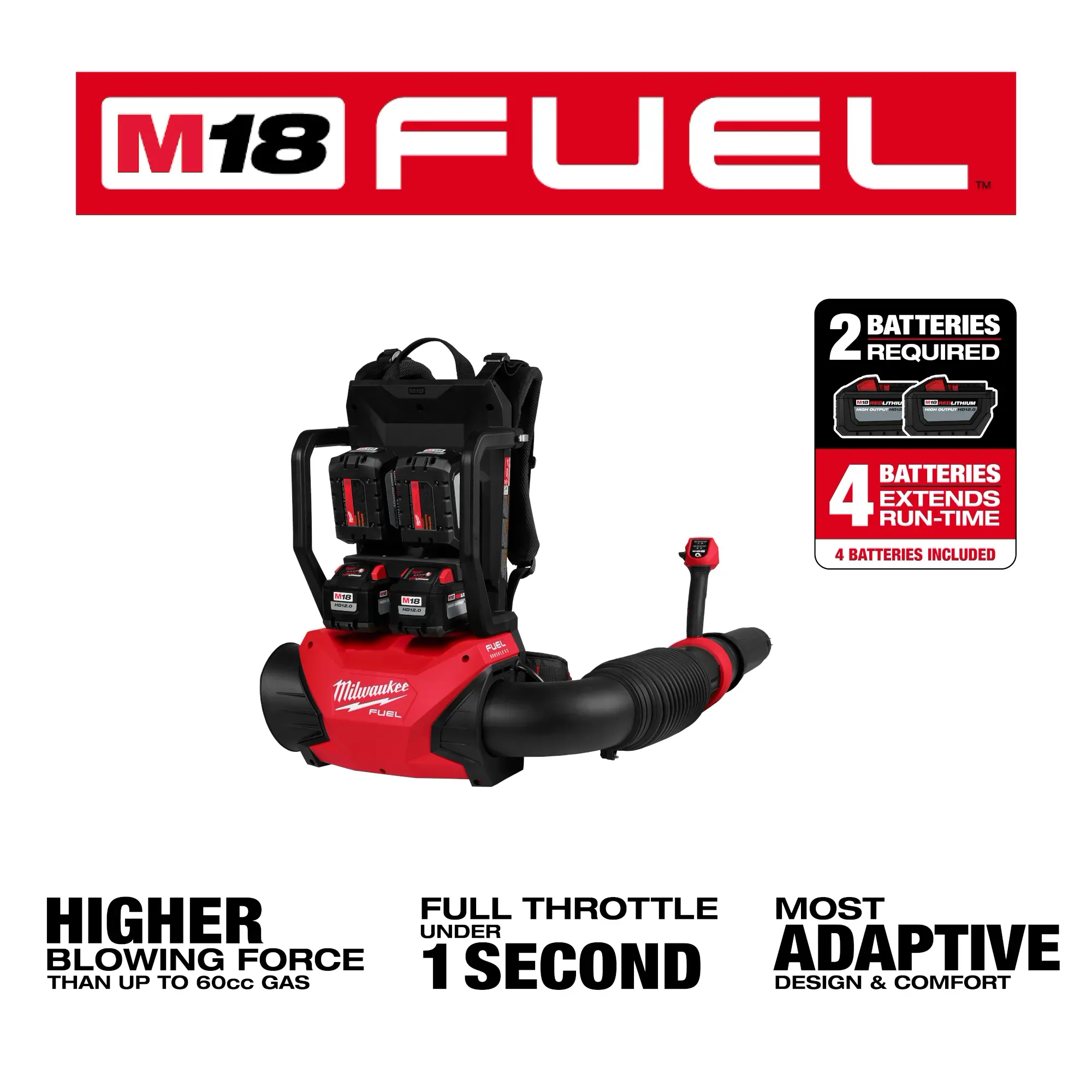 Milwaukee 3009-24HD, M18 FUEL™ Dual Battery Backpack Blower Kit - Image 4