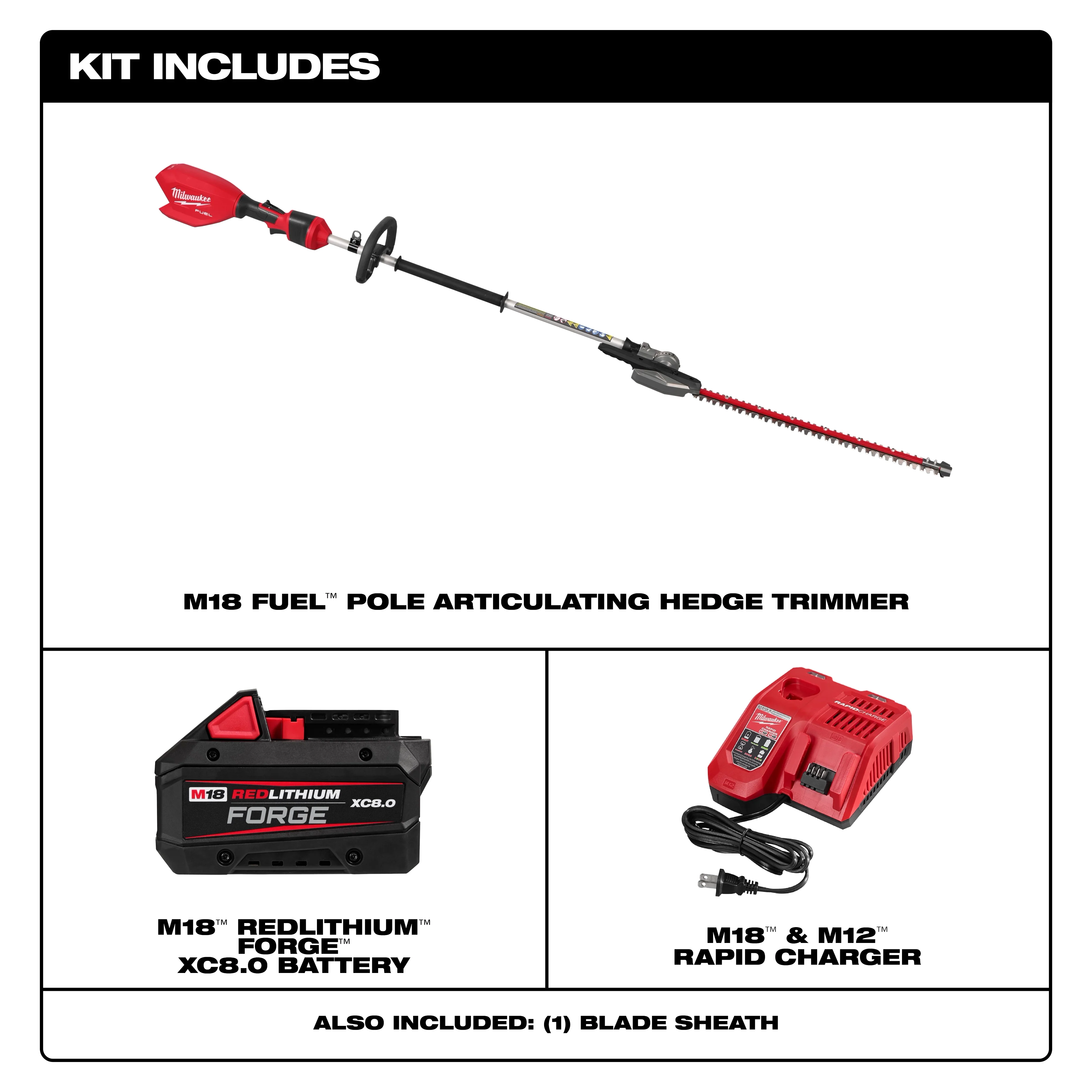 Milwaukee 3012-21, M18 FUEL™ Pole Articulating Hedge Trimmer Kit - Image 5