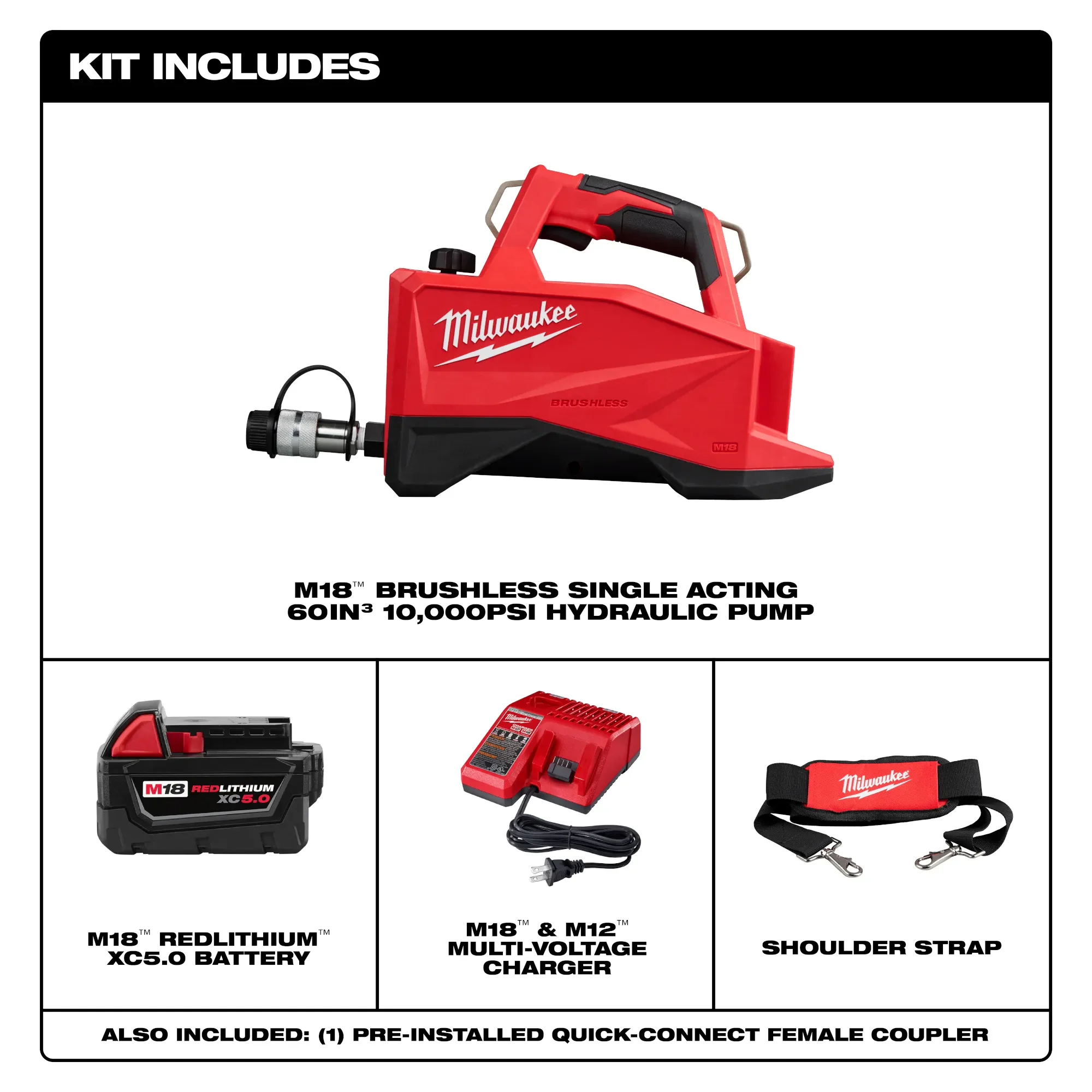 Milwaukee 3120-21, M18™ Brushless Single Acting 60in3 10,000psi Hydraulic Pump - Image 2